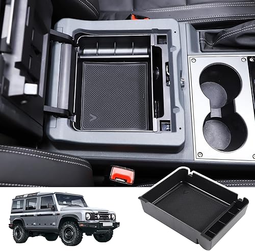 Bandeja de almacenamiento para reposabrazos de automóvil, compatible con INEOS Grenadier 2022 2023 2024 2025 para consola central, organizador de