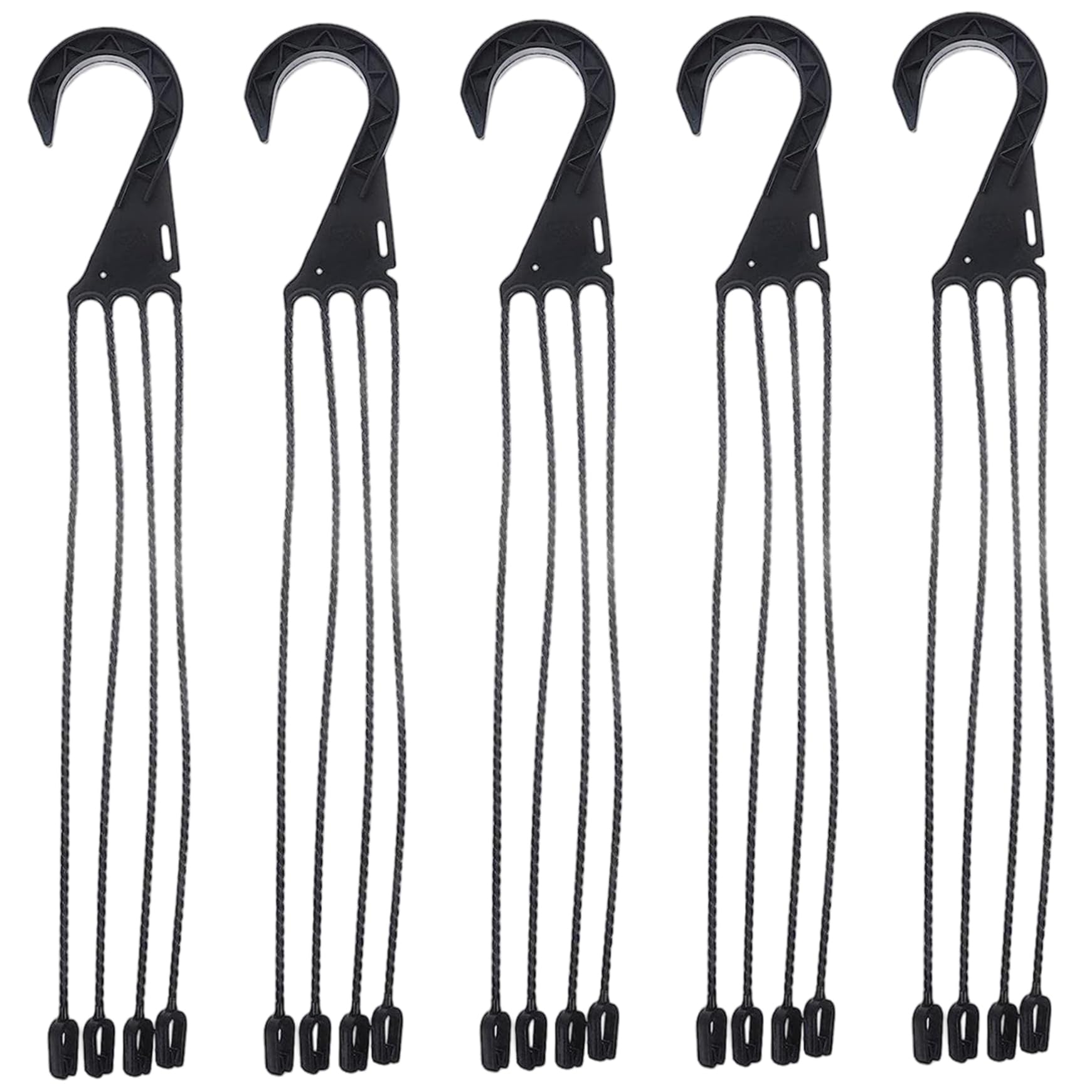 5PCS 17.7 Inch Plastic Hanging Basket Chain with 4 Hooks for Flower Pots, Bird Feeders, Lanterns & Garden Décor, Black