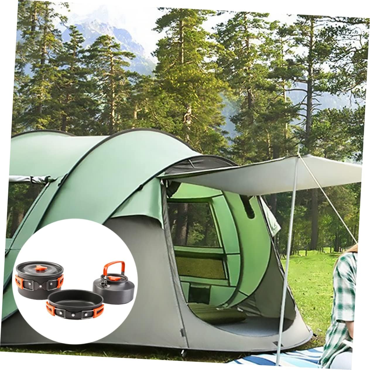 Lightweight Portable Aluminum Camping Cookware Kettle Pot Pan Outdoor Cooking Tools for Hiking