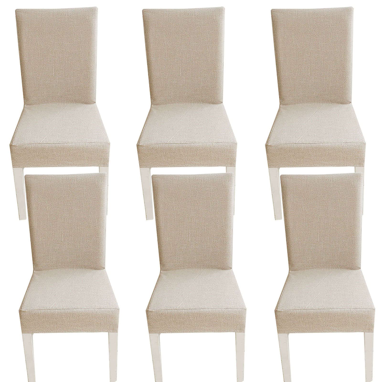 Stretch Dining Chair Covers Imitation Linen Fabric Dining Room
