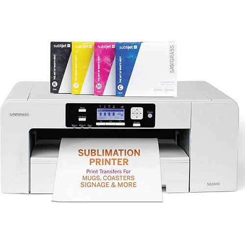 Sawgrass SG1000 Sublimation Printer Bundle | Professional Dye-Sublimation Printer with 31mL SubliJet UHD Inks & TruePix Paper | Prints Up to 11”x17” | Wi-Fi | Auto-Maintenance | Business-Ready