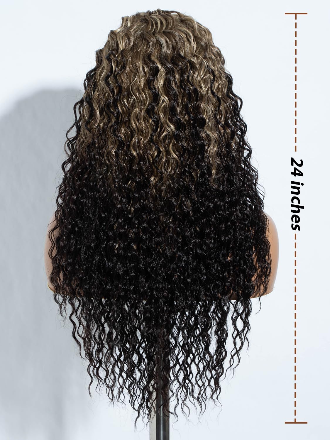 Joedir Ombre Curly Wigs Synthetic Lace Front Wig with Baby Hair 24 Inches Deep Curly Wigs for Women Daily Party - Image 4