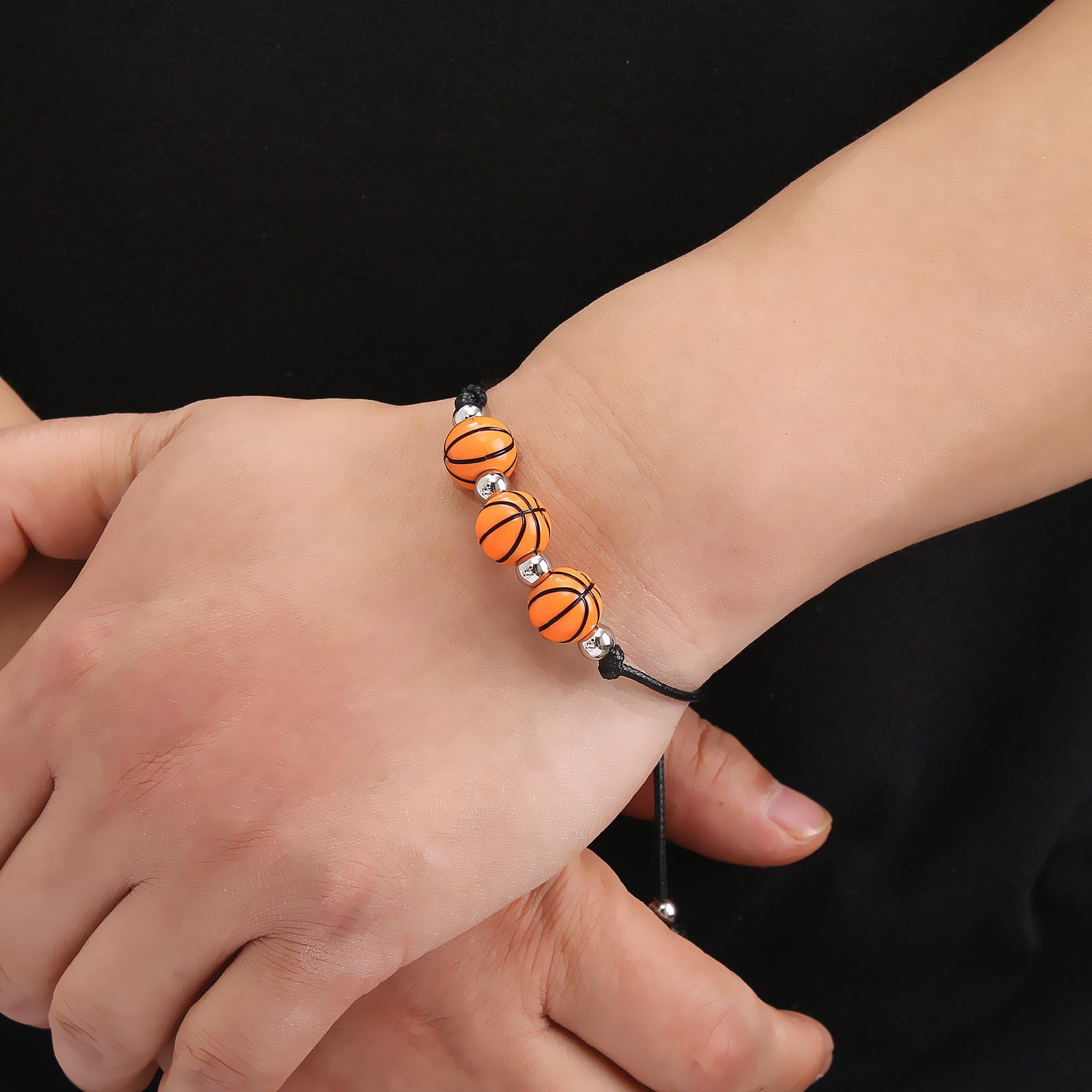 FUTIMELY Sports Bracelet Basketball Bracelet Baseball Bracelet Football Bracelet Billiard Black 8 Bracelet Adjustable Braided Bracelets for Gifts (Basketball)