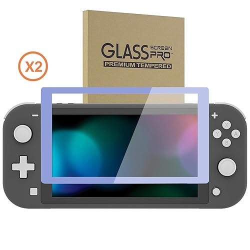 Miniatura 9 de eXtremeRate 2 Pack Light Violet Border Transparent HD Clear Saver Protector Film, Tempered Glass Screen Protector for Nintendo Switch Lite
