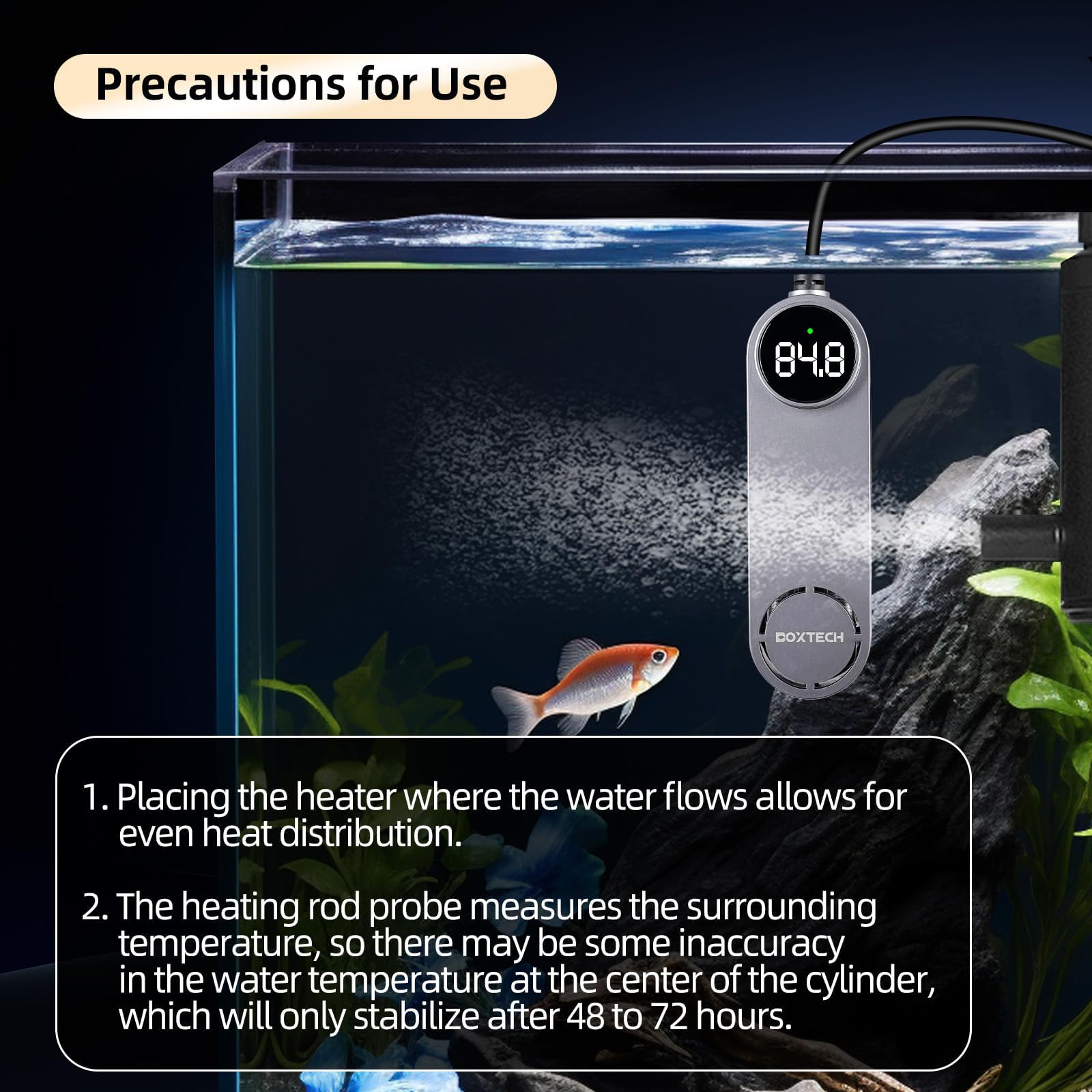 UPETTOOLS Chauffage d'aquarium 75 W pour aquariums de 1,5 à 77 litres – Chauffage submersible pour aquarium avec affichage numérique et contrôleur de température externe, réglable de 20 °C à 33,9 °C