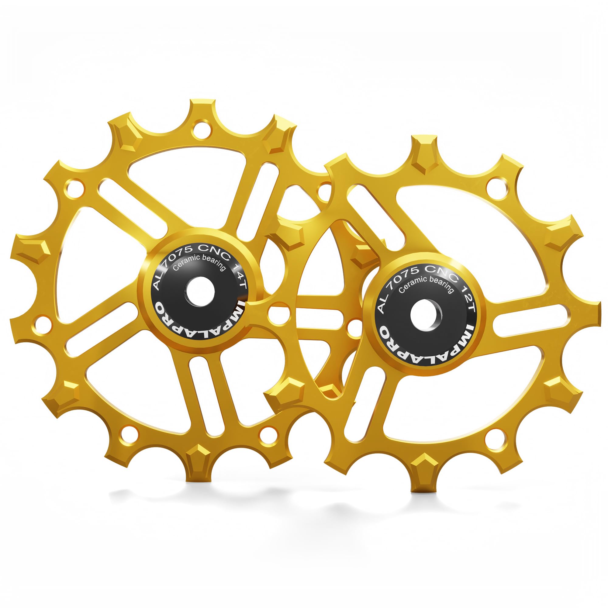IMPALAPRO - Set of 2 Ceramic Jockey Wheels 12T-14T Aluminium 7075 CNC for 9 to 12 Speeds