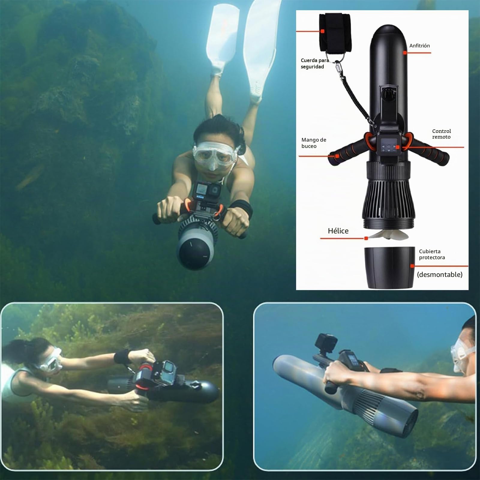 Patinete eléctrico Submarino de 500W, Motor de 9 Velocidades para Tabla de Paddle Surf, Propulsor Sumergible para Buceo y Natación, para Tabla de Surf eléctrica,16000mAh