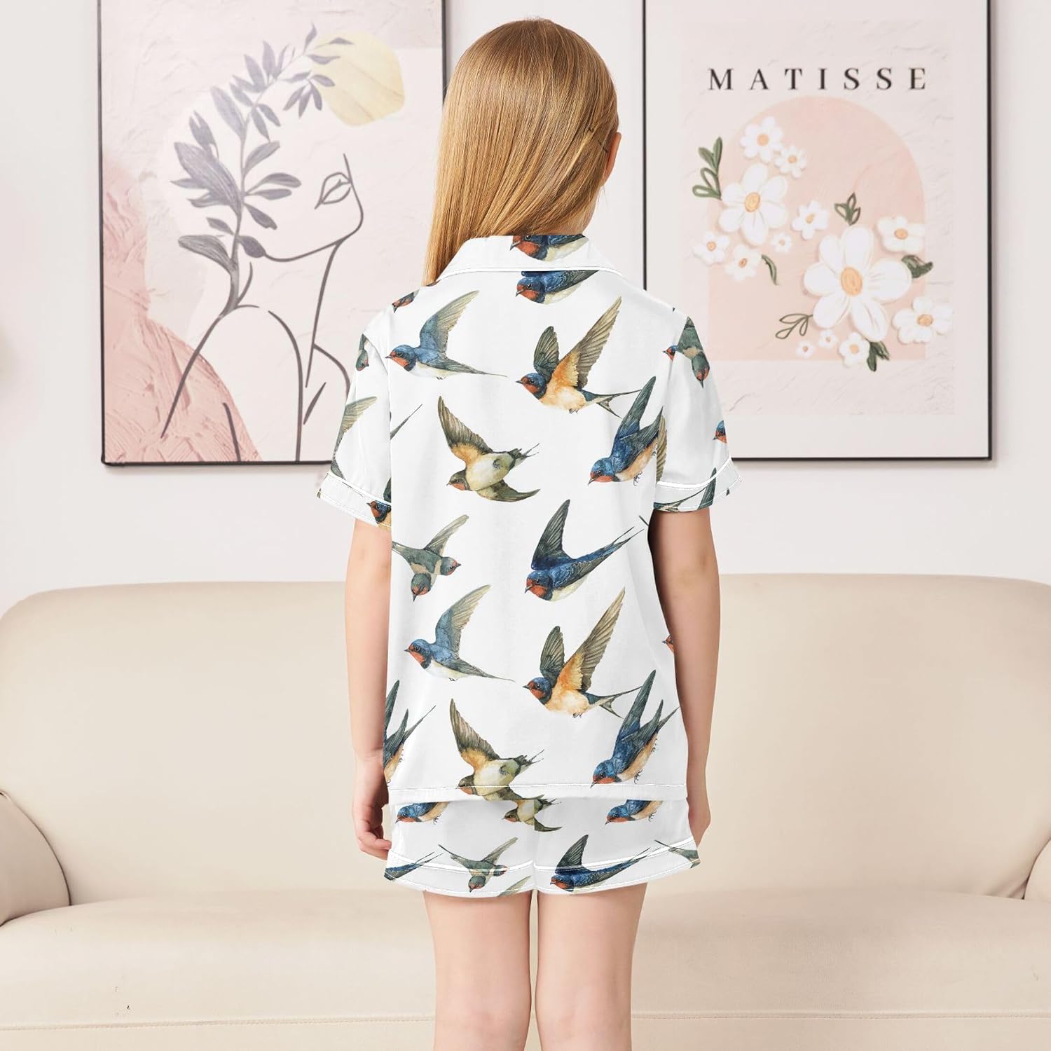Silk Pajama Sets Short Sleeve Pajamas Soft Sleepwear 2 Piece Pjs Set