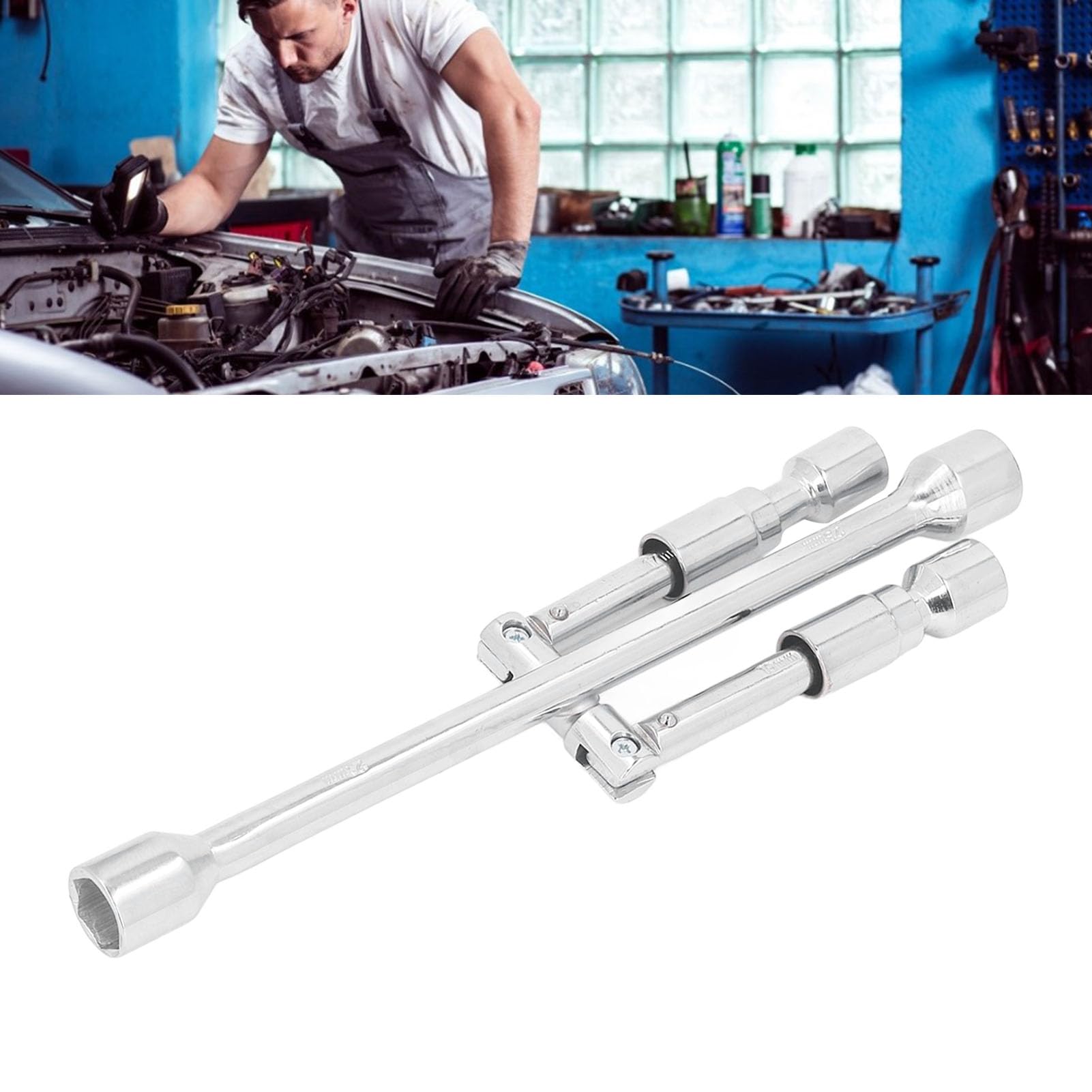 Chiave universale pieghevole da 35,5 cm, chiave a 4 vie in ferro per pneumatici, chiave pieghevole per auto, camion, SUV, chiave a capocorda scorrevole