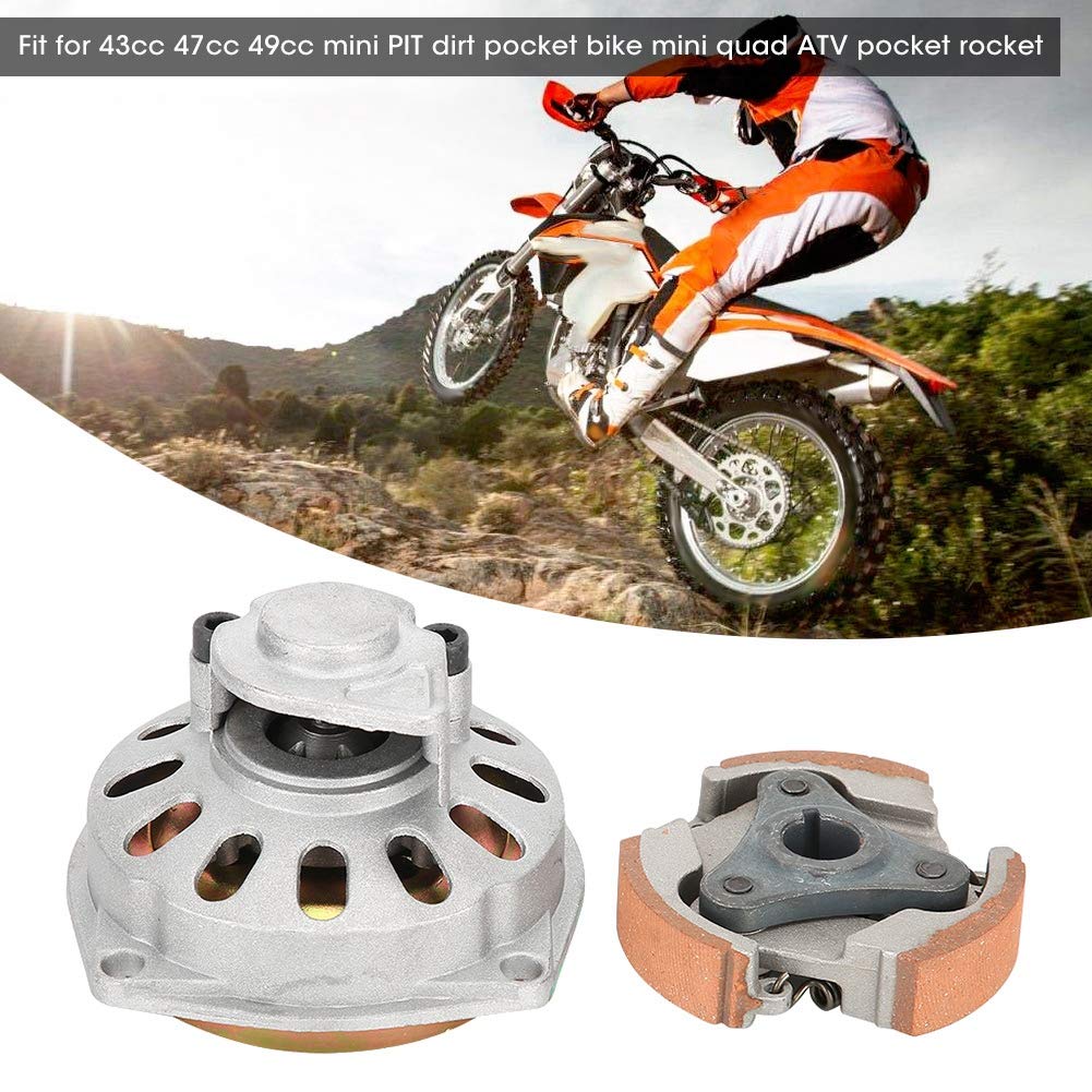Plaque de Cloche de Tambour D'embrayage Aramox, Boîtier de Cloche de Tambour D'embrayage 6T T8F + Alliage D'acier de Plaque Adapté pour Mini Pocket Quad Dirt Bike ATV