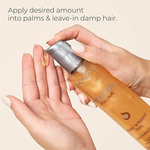 Miniatura 6 de L'ANZA Gel de peso cero con volumen curativo, aumenta dramáticamente el brillo, el volumen y el grosor para cabello fino y plano, rico en complejo