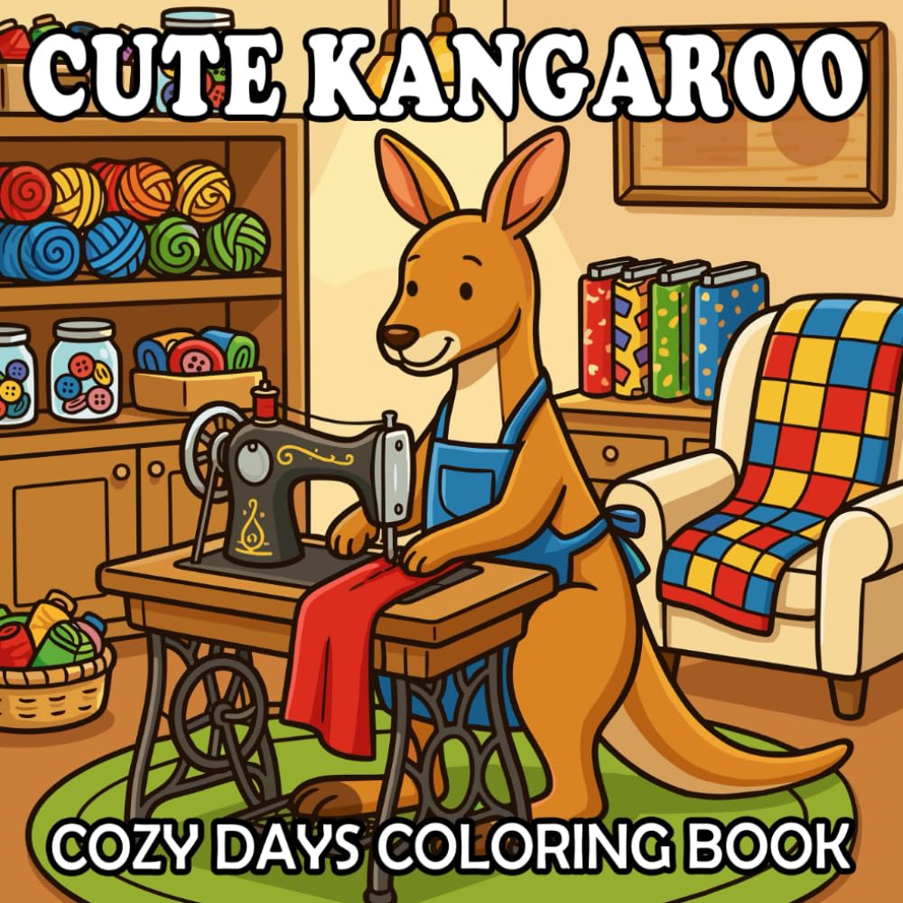 kangaroo Coloring Book: Cute and Cozy Kangaroo Scenes for Kids and Adults