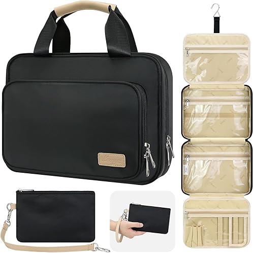 Kemy's Neceser de viaje para mujer, resistente al agua, bolsa de aseo colgante, organizador de maquillaje cosmético para accesorios de aseo