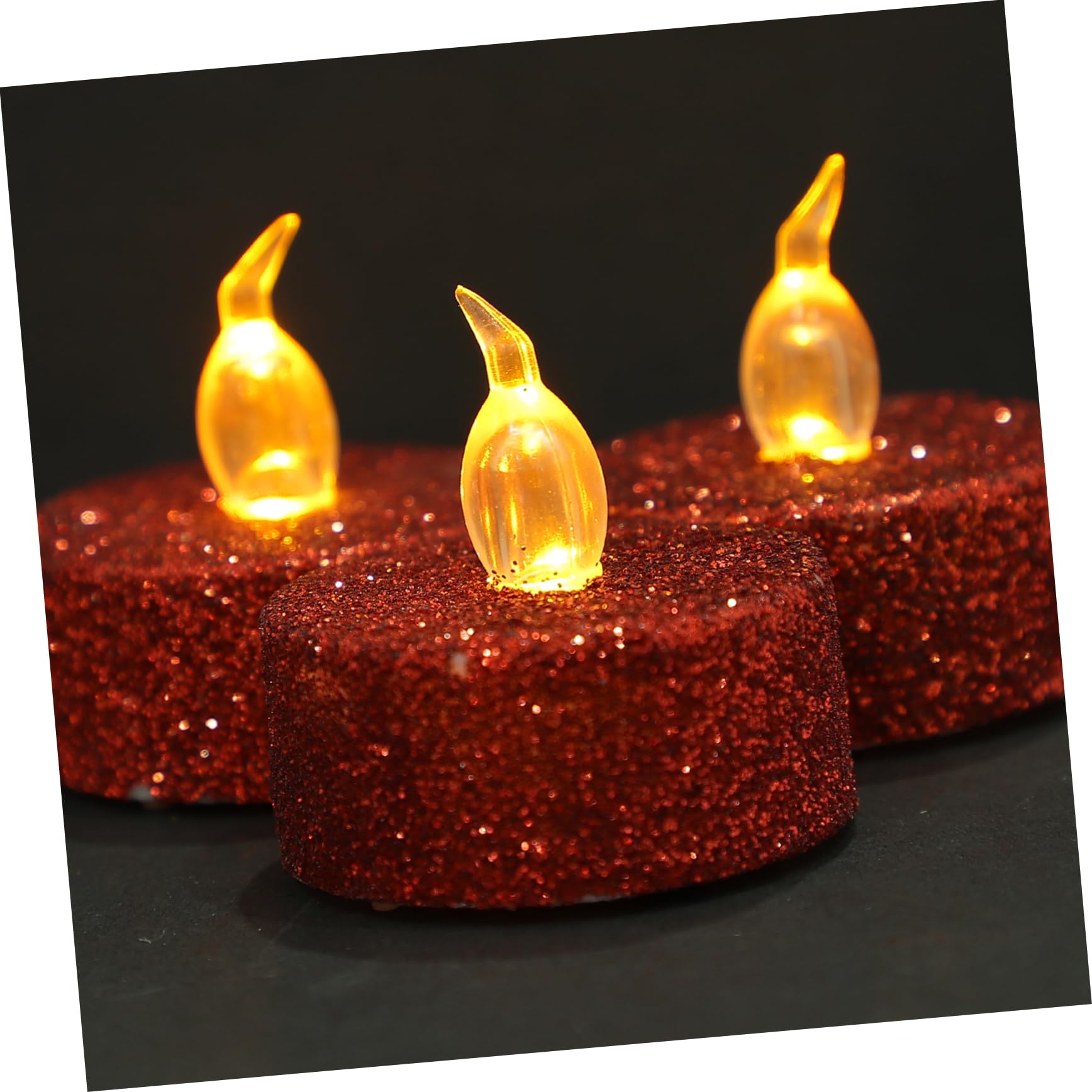 VICASKY 60 Pezzi Candele LED Fiamma con Glitter Decorative per Tè Batteria Eleganti Lampade da Notte per Romantiche e
