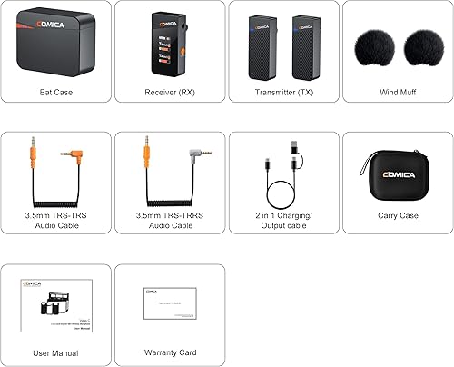 Miniatura 9 de COMICA Vimo C3 Micrófono Lavalier inalámbrico - Cancelación de ruido, silencio, ajuste de ganancia, micrófono inalámbrico para iPhone, cámara réflex