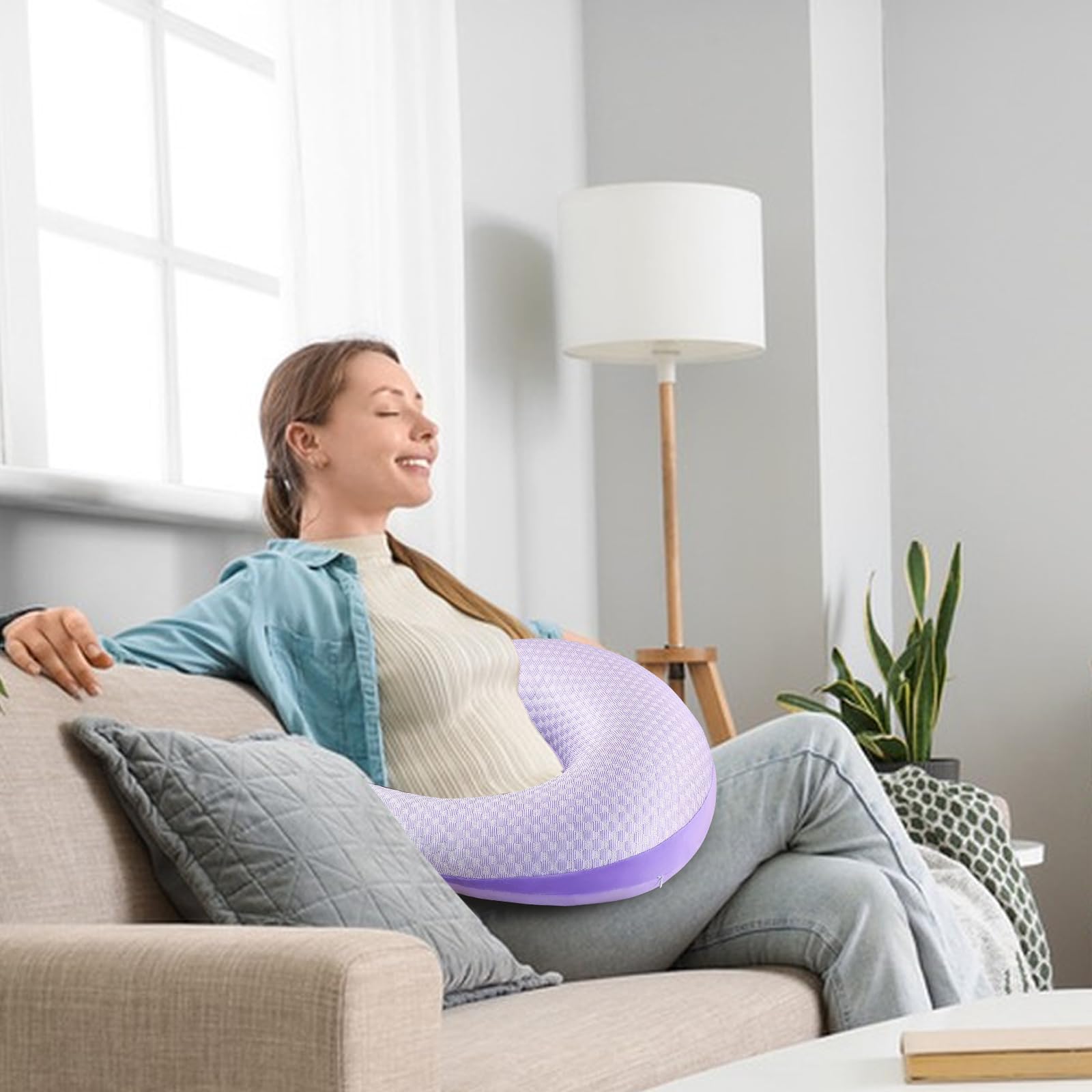 Almohada de Cuello de Espuma viscoelástica con Memoria y Efecto frío, cojin en Forma de U para Viajes con Tela de Puntos de Hielo, Soporte Suave para cervicales para avión, Coche, Oficina y hogar