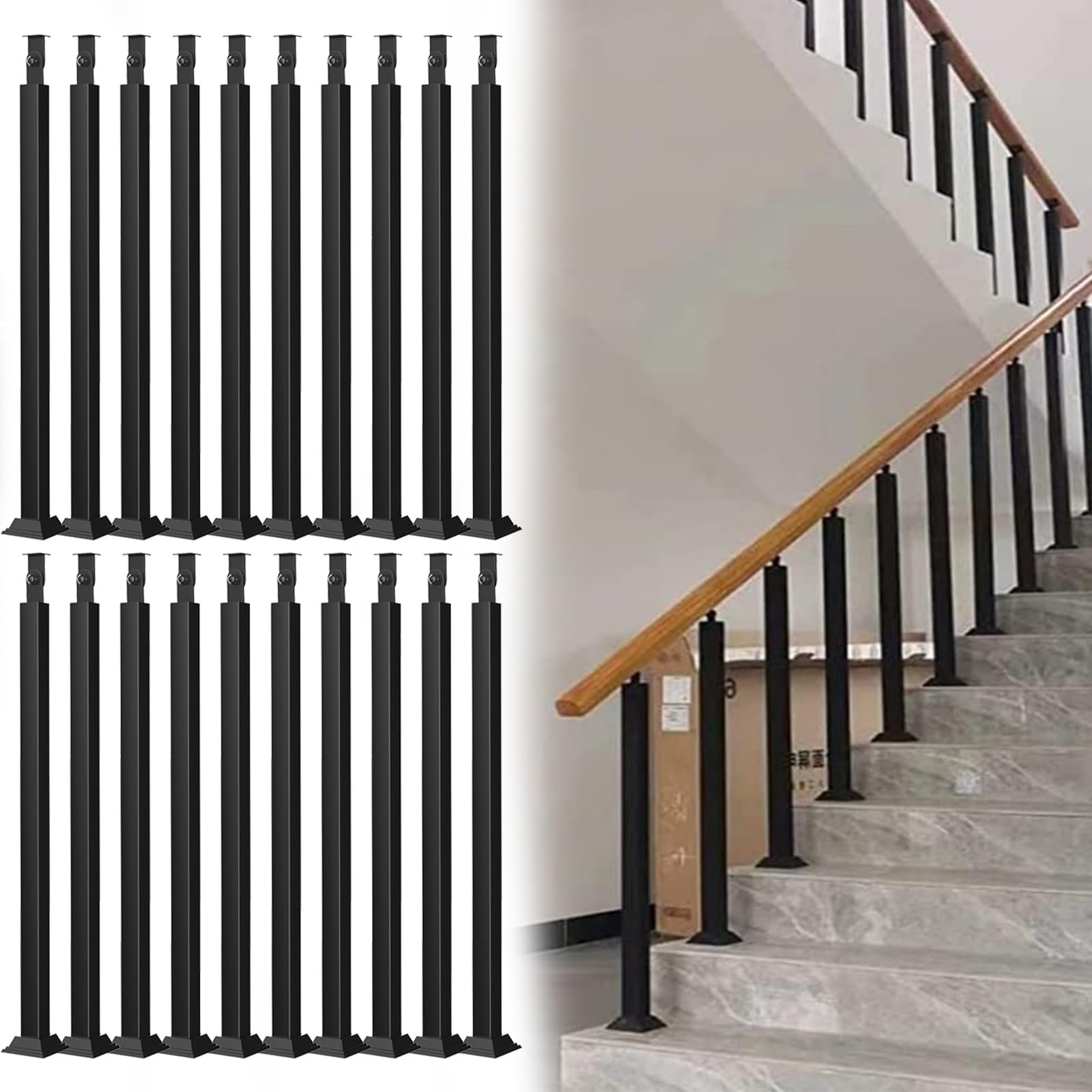 Kits de garde-corps d'escalier intérieur 70 cm avec 20 balustres en métal et vis