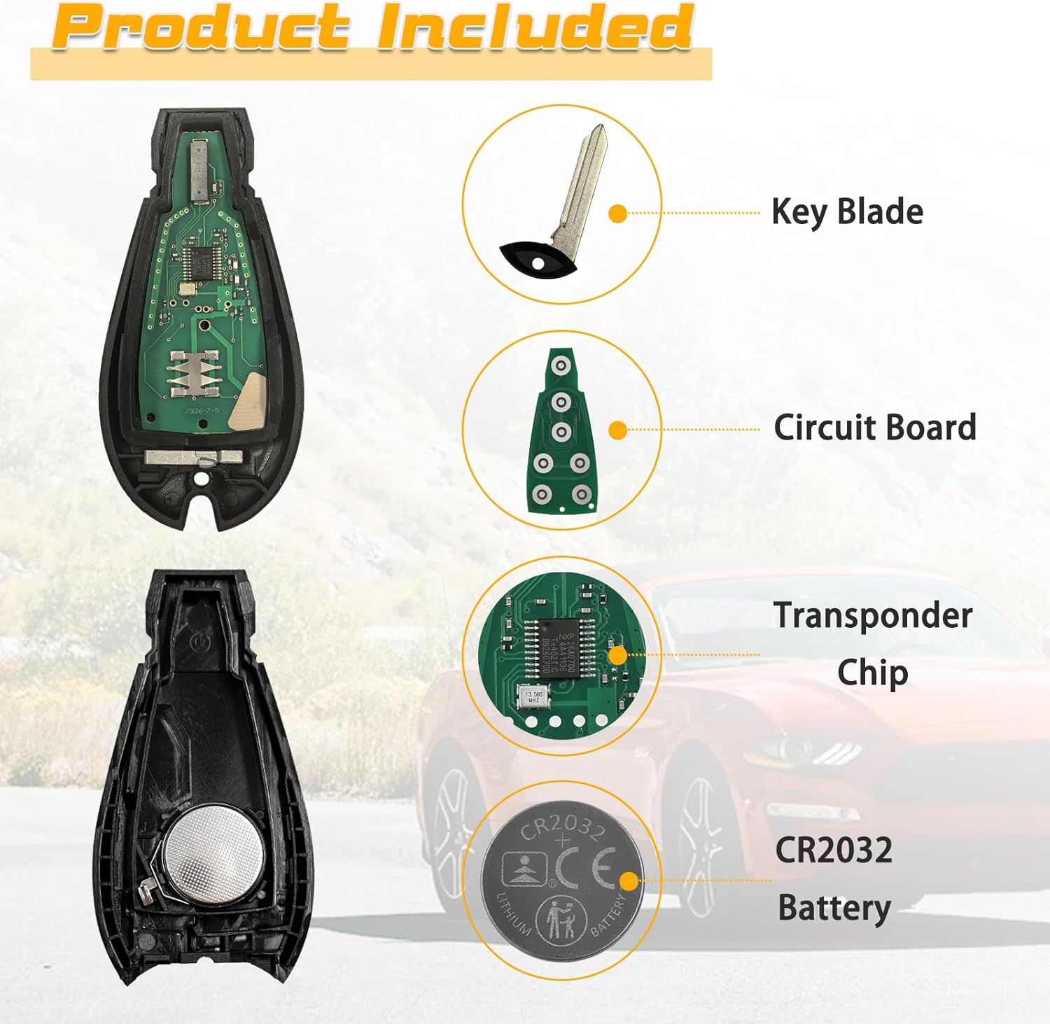 Key Fob Replacement Fits for Jeep Cherokee 2014 2015 2016 2017 2018 2019 Keyless Entry Remote Control GQ4-53T, 3 Buttons - Image 6