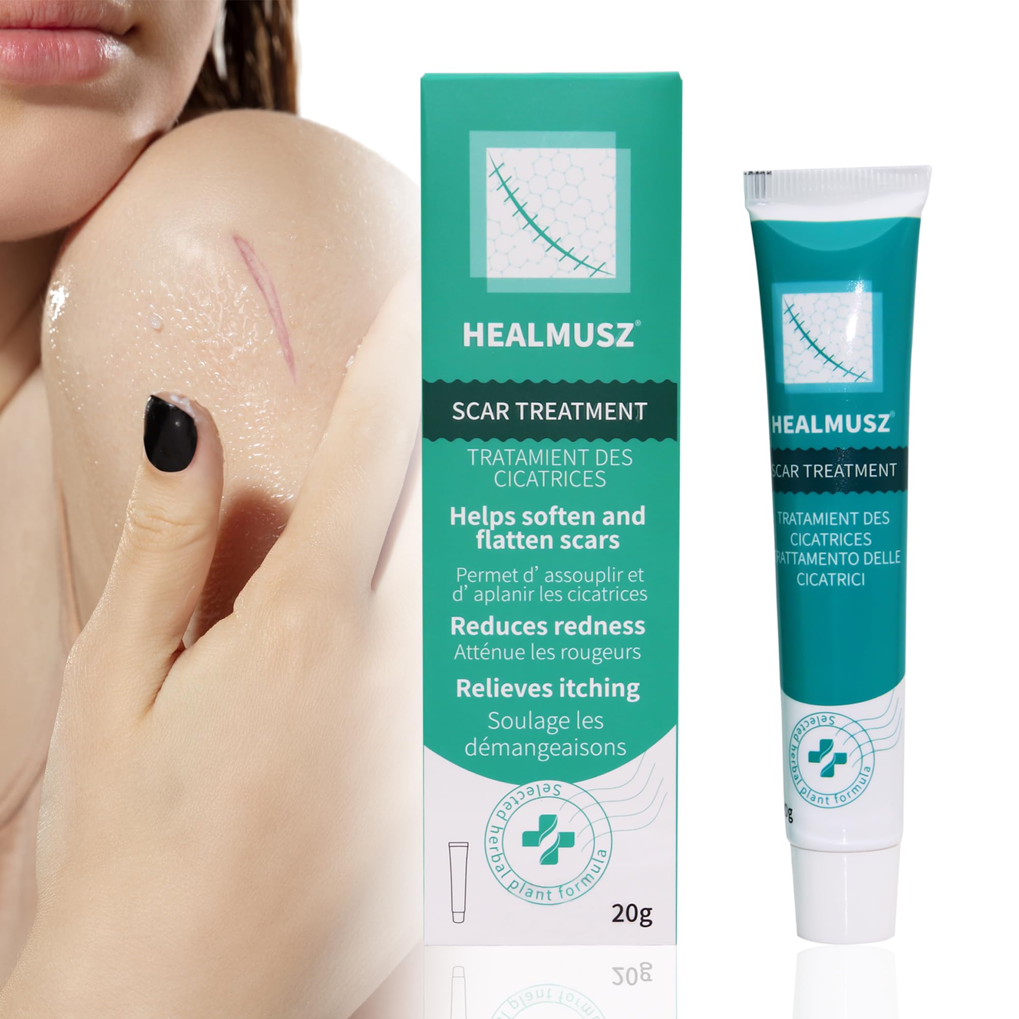 Silicone Scar Gel 20g, Scar Cream, Advanced Scar Ointment for Surgical Scars, Stretch Marks, Keloid Scars, Cesarean Section, Burns, Acne, Treats Old and New Scars