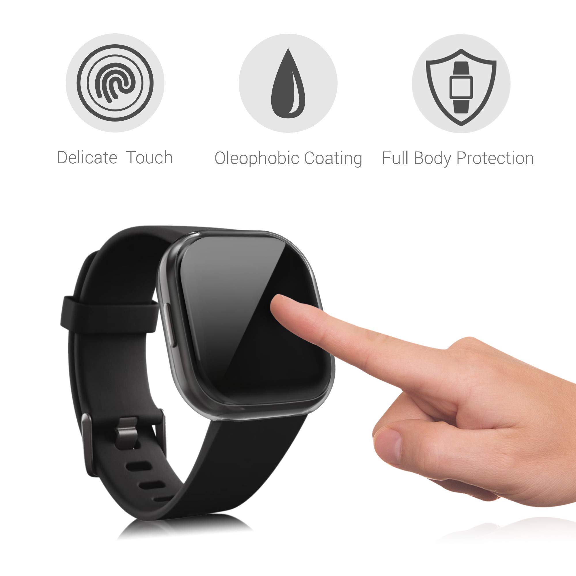 kwmobile Etui kompatybilne z Fitbit Versa 3/Sense Case, 2 x silikonowe etui na monitor aktywności, z TPU, przezroczyste