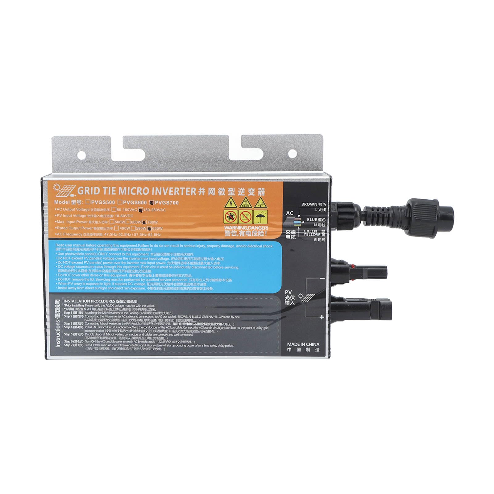 Domary Mikroinwerter Sieciowy PVGS 700 W Czysta Fala Sinusoidalna AC 220