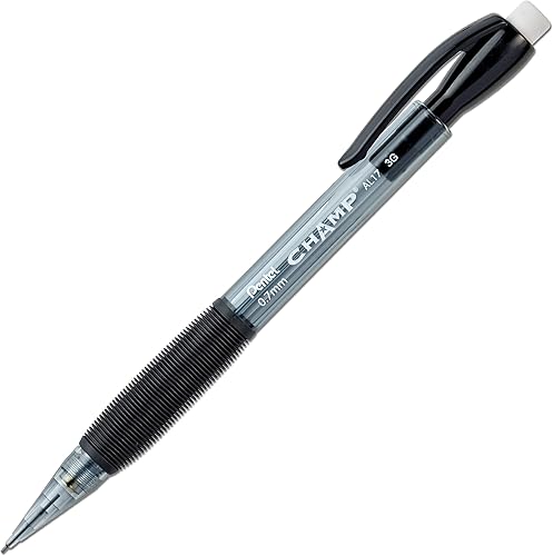 Pentel AL17A Champ - Portaminas (0.028 in), lápiz mecánico, barril negro tintado