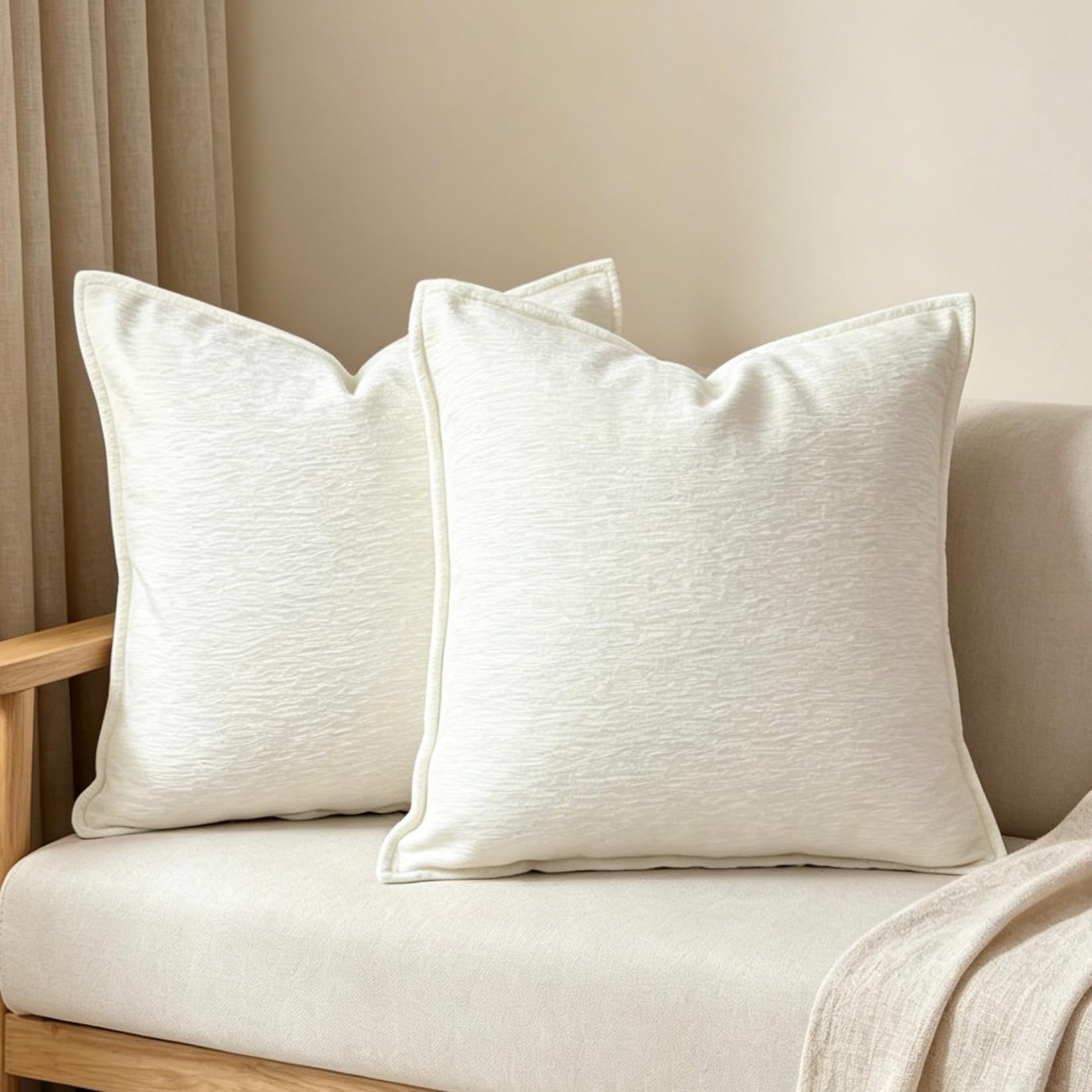 OYIMUA 2er Set Chenille Kissenbezug 40x40 Braun Kissenbezüge