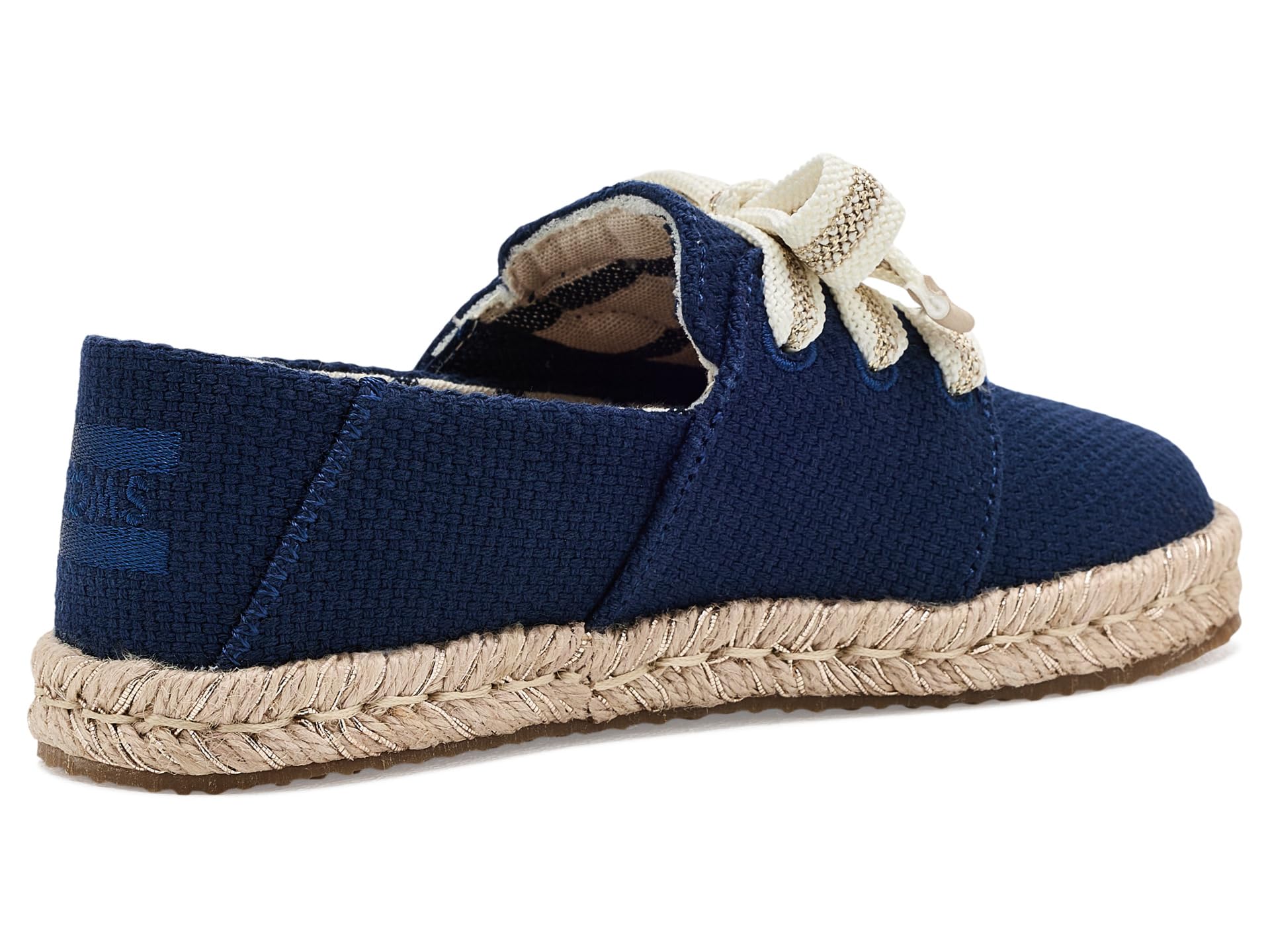 TOMS Alpargata Carolina con Cordones para niña, Tejido Azul Marino, Talla 3