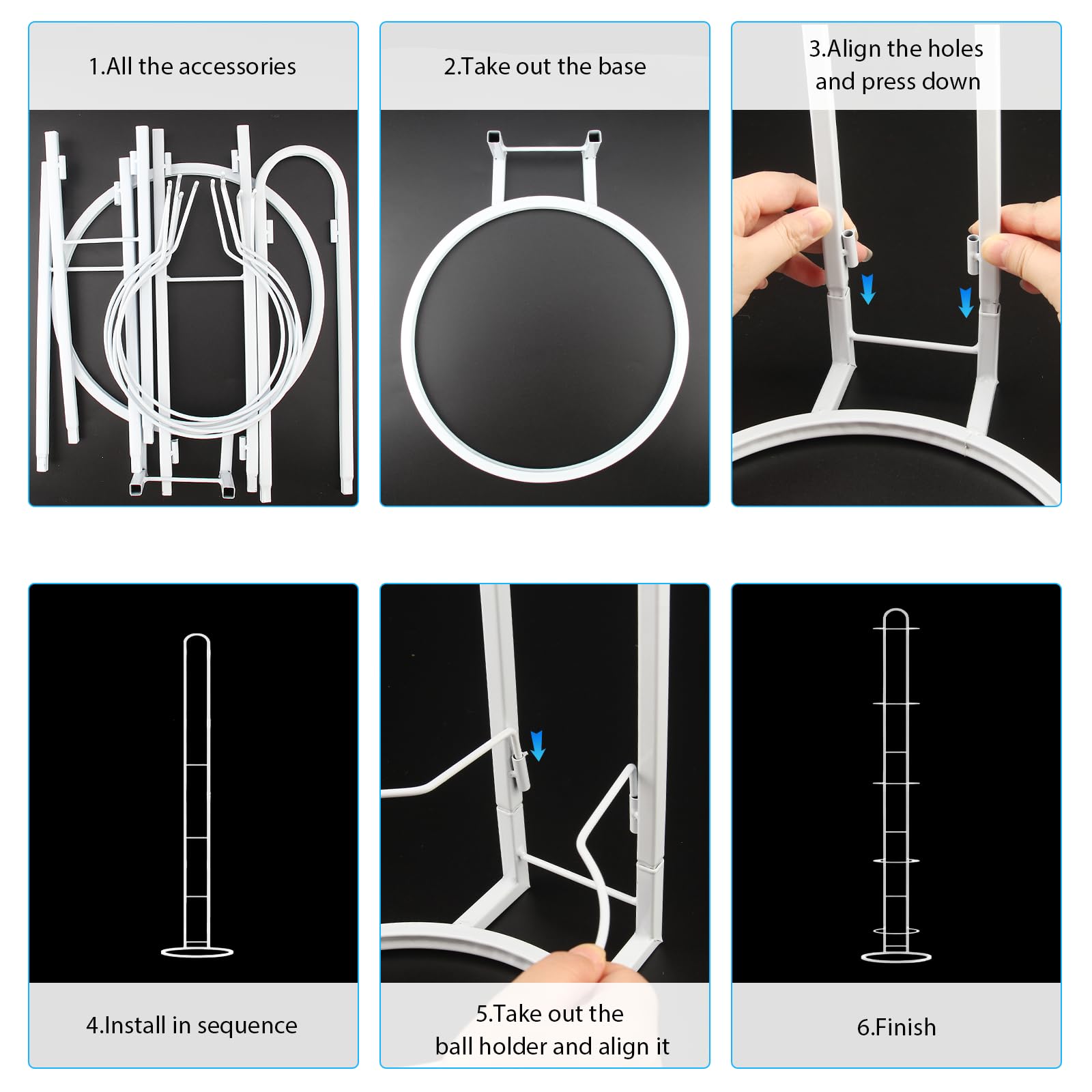 Soporte Balón Fútbol 5 Niveles Vertical con Bolsillo Malla Almacenamiento Hierro Extraíble Estable Baloncesto Fútbol Voleibol