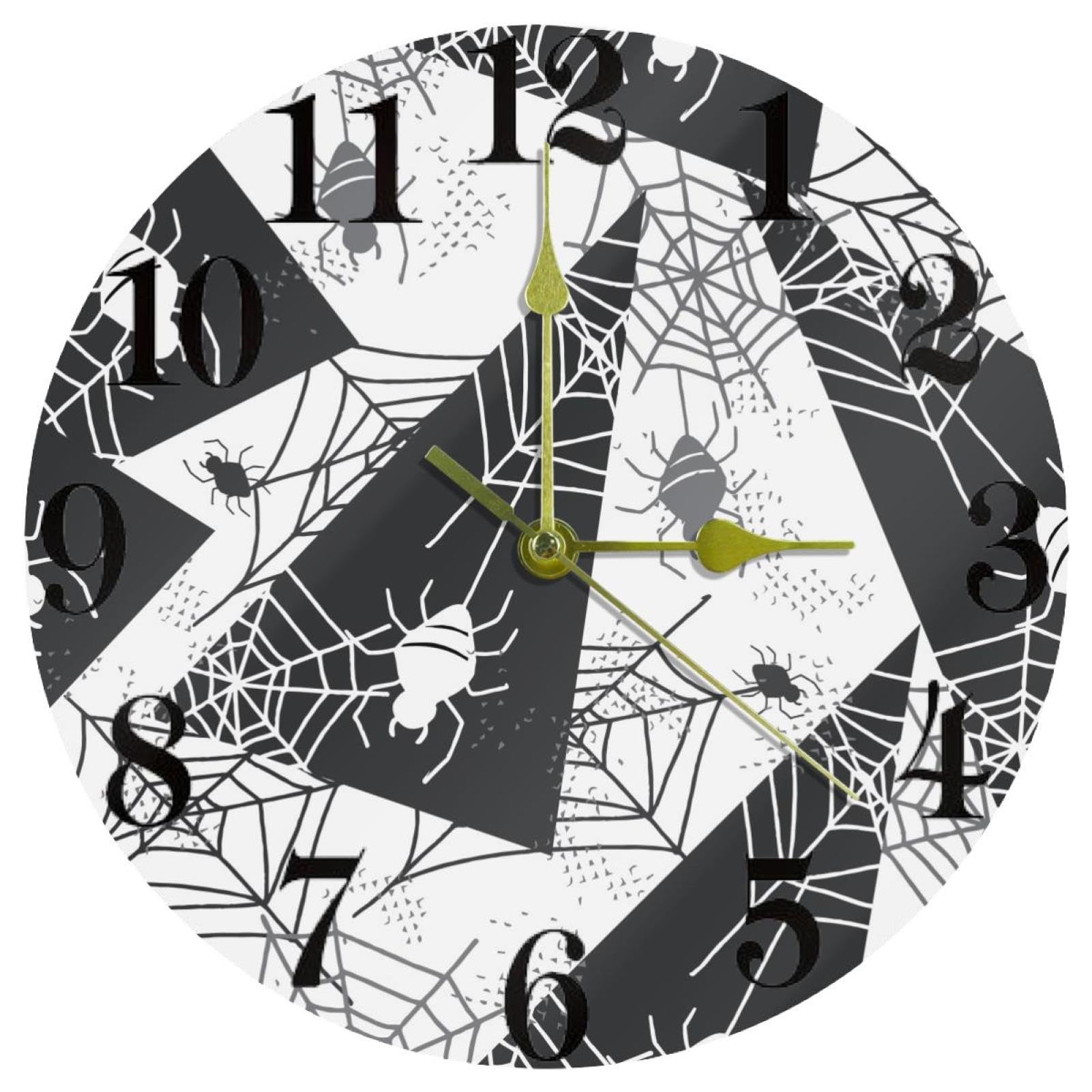 Horloge murale effrayante d'Halloween sans tic-tac à quartz silencieux pour chambre