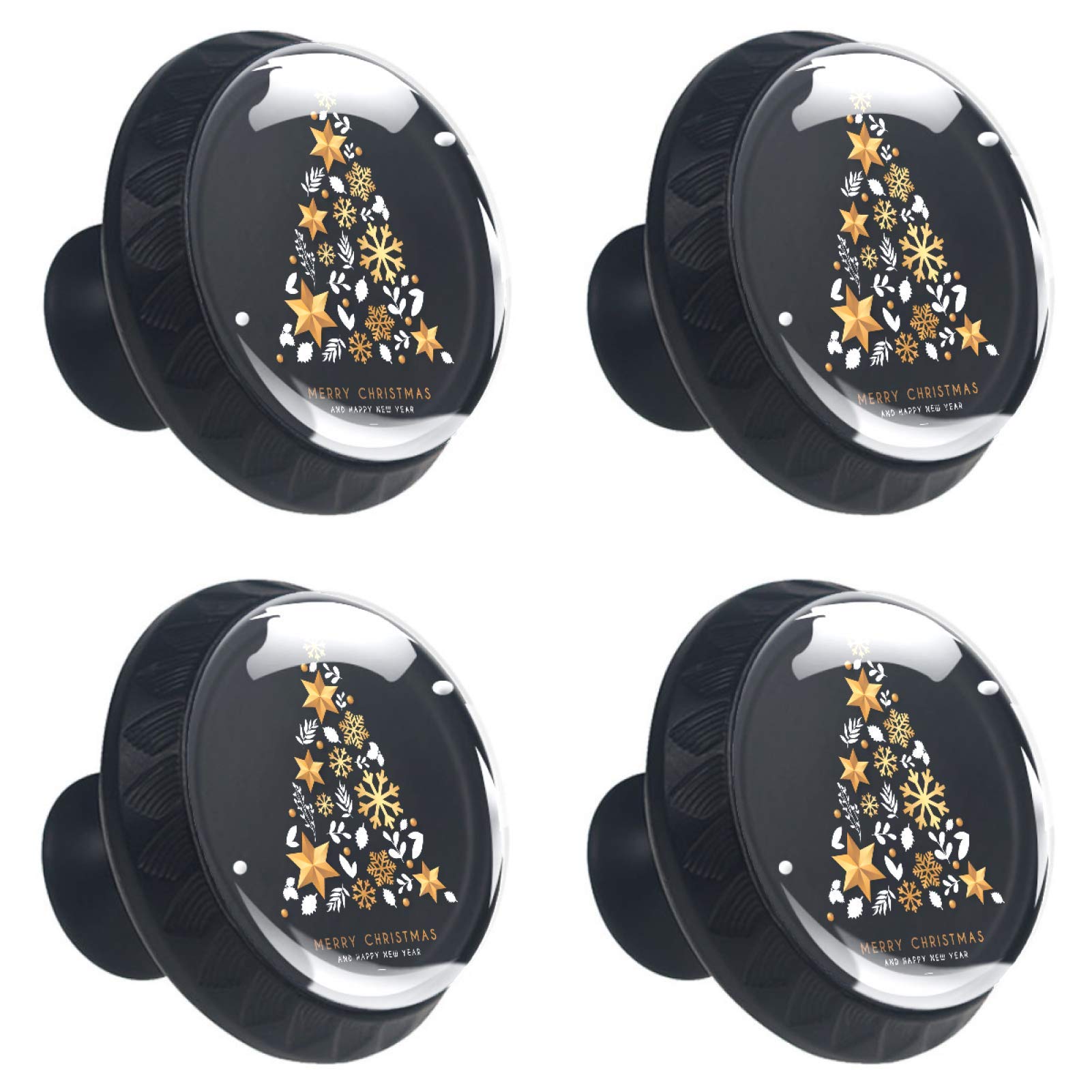 Boutons de tiroir en verre arbre de Noël multicolores lot de 4 pour meuble