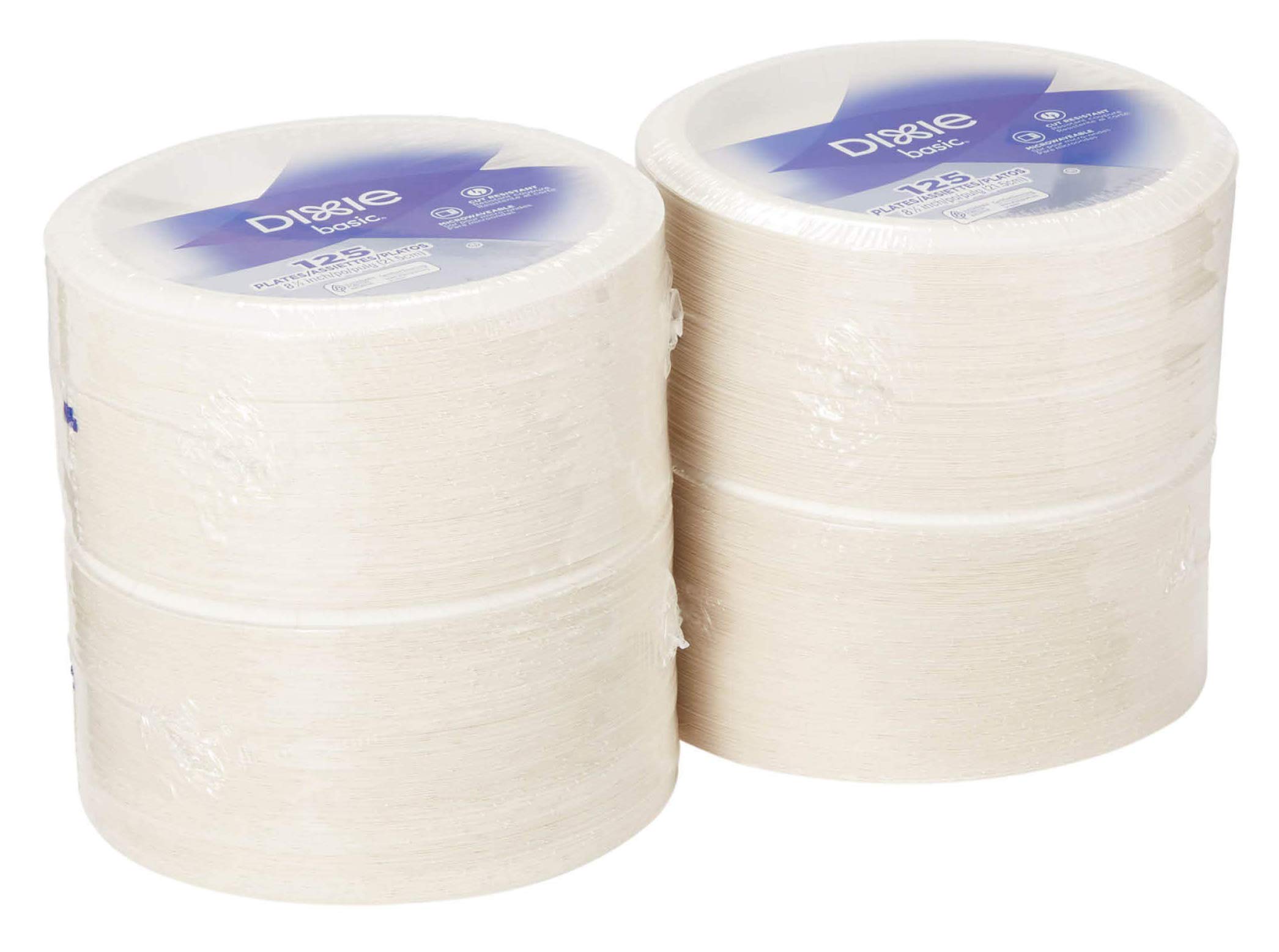 Georgia-PacificDixie Basic 9” Light-Weight Paper Plates by GP PRO (), White, DBP09W, 500 Count (125 Plates Per Pack, 4 Packs Per Case)