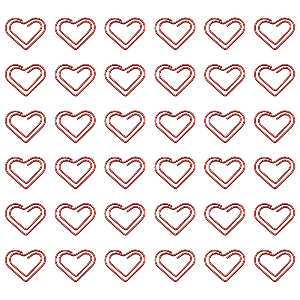 Hugede Red 50 Pcs Metal Heart Shape Paper Clips Funny Cute Paperclips Small Bookmark Clips Memo Planner Paper Clips Mini Tiny Paper Clips For Office School
