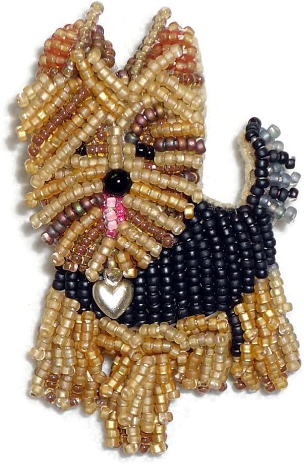 YORKIE LOVE beaded Yorkshire Terrier dog pin pendant necklace Made to Order