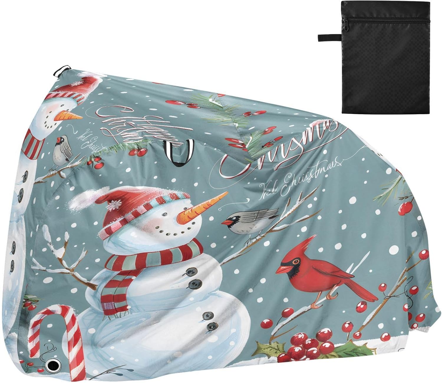 ALAZA Christmas Snowman Cardinal Bird Bike Cover Waterproof Outdoor Ebike Bicycle Covers Tarp Protection for 1/2 Bikes, Sun UV Dust Wind Proof