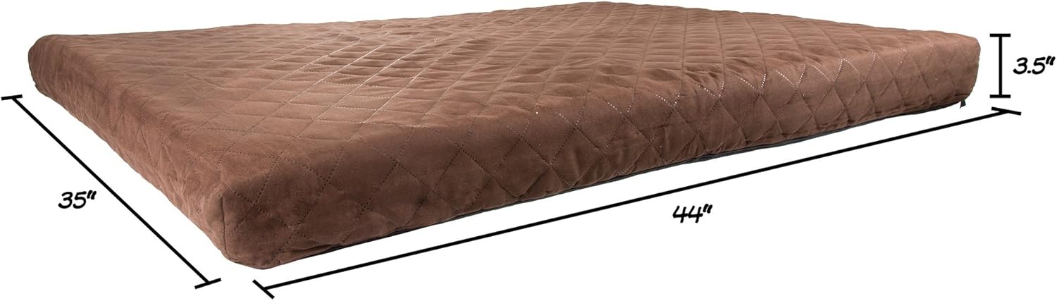 review Waterproof Dog Bed - 2-Layer Memory Foam Pet Pad with Removable Machine Wash Cover - 44x35 Crate Mat for Dogs and Puppies by PETMAKER (Brown)