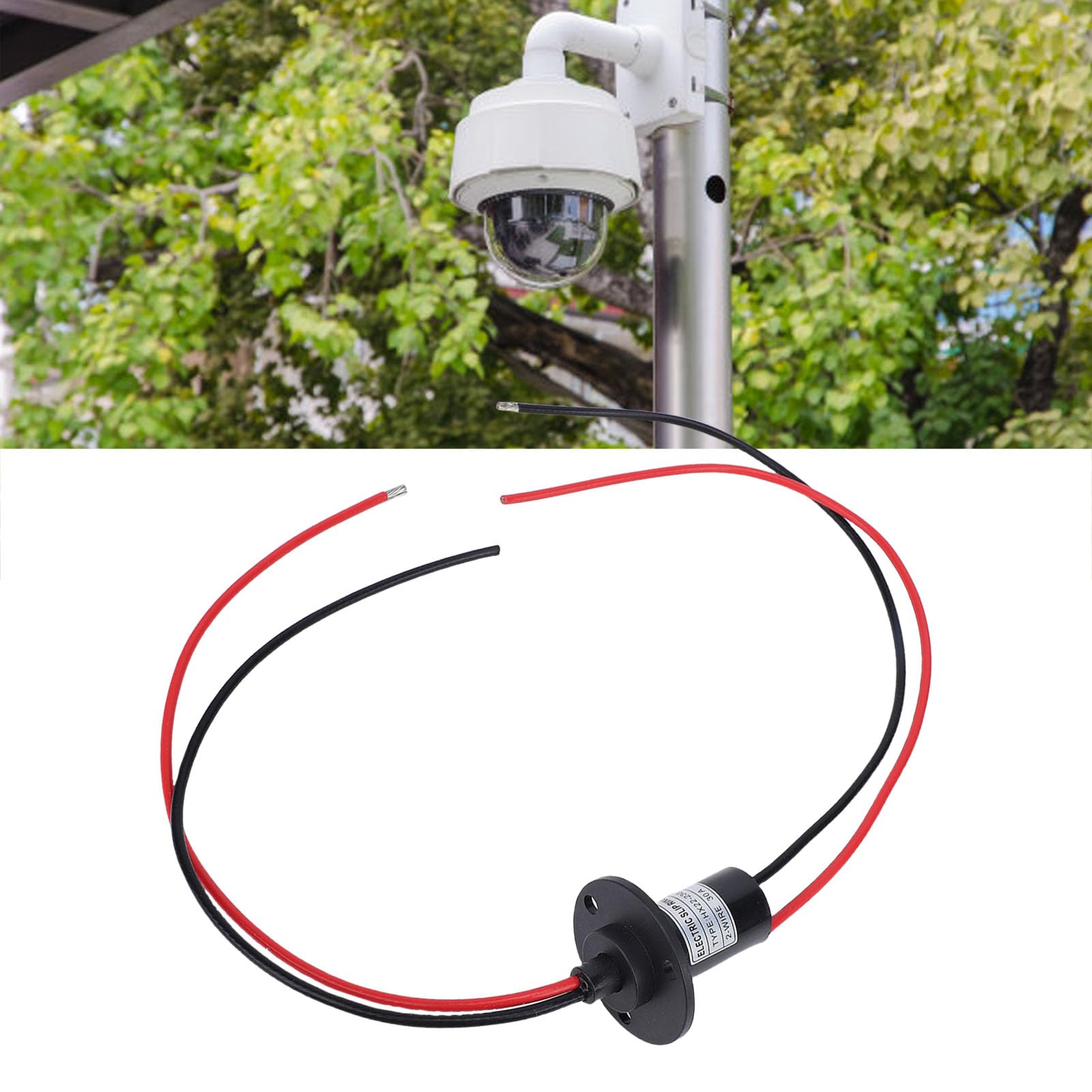 Tissting Collecteur Tournant Electrique 2 Fils 30A 250RPM Diametre 22mm/0.87in Rotation 360 Degres, Pour Equipements De Test Camera PTZ Et Plateformes Tournantes