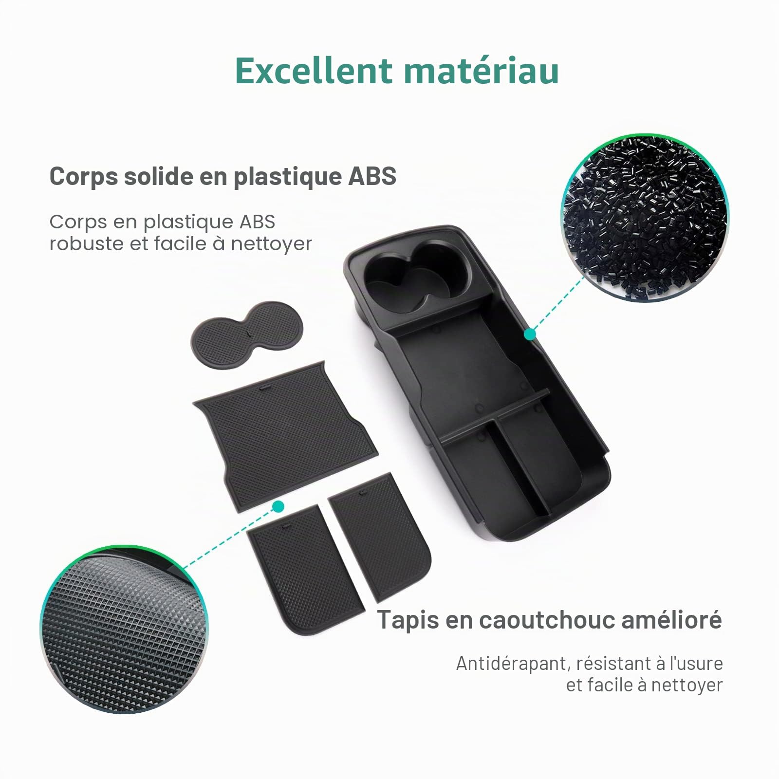 GAFAT Compatible avec Kia EV6 GT Line 2021-2026 2027 Boîte de Rangement pour Console Centrale, Facelift EV 6 2025 Organisateur Plateau Boîte À Gants Bas de Console Centrale, EV6 Accessoires (Noir)
