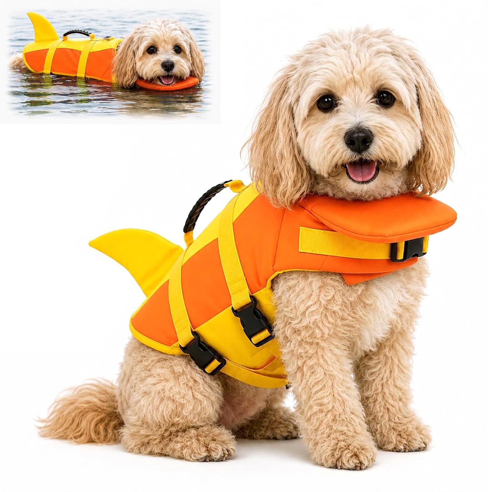 2026 New Dog Life Jacket with Chin Float Support & Rescue Handle, High Buoyancy Dog Swim Vest, Adjustable Dog Life Vest for Boating & Swimming，Yellow：S