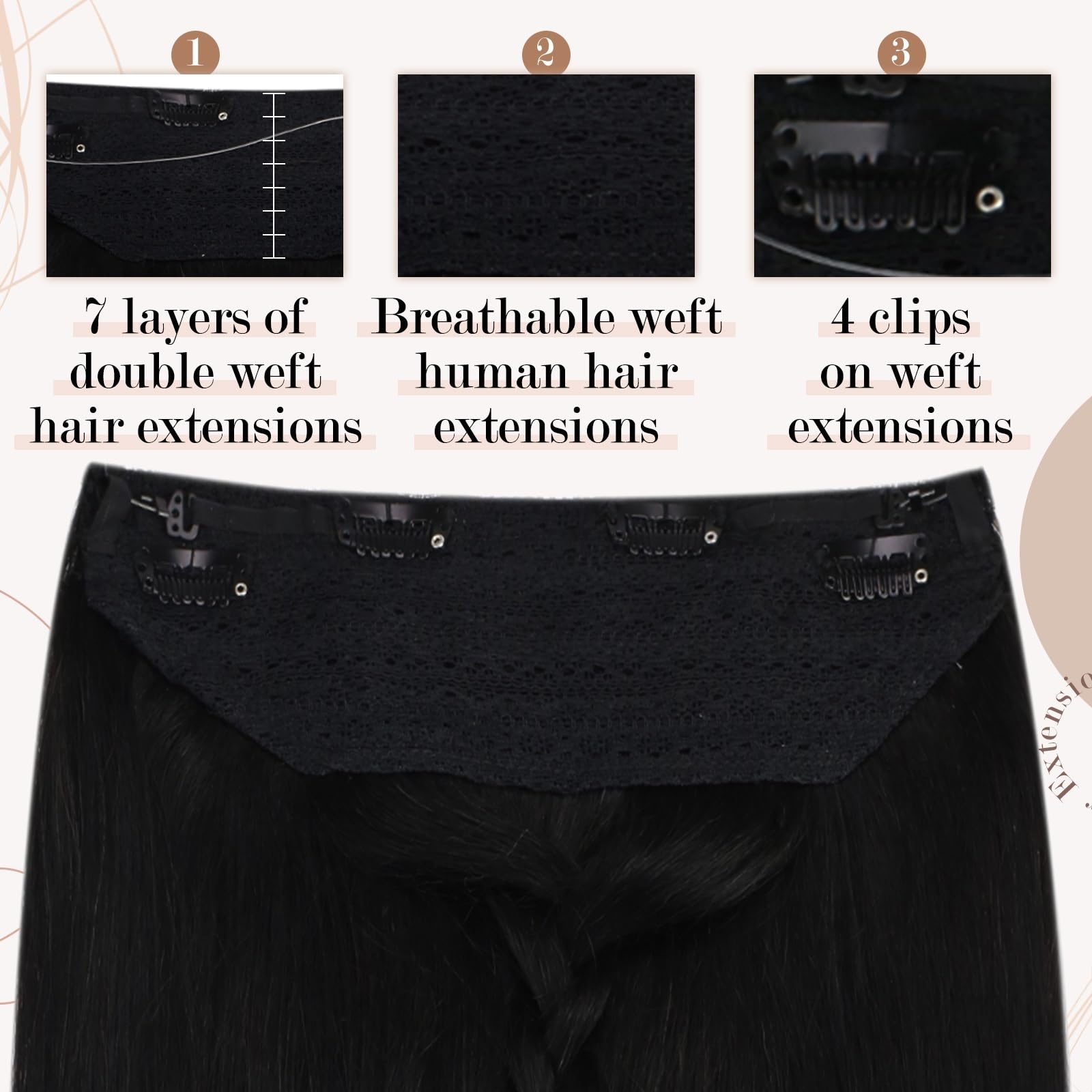 Przedłużanie włosów Clip In Hair Extension Prawdziwe ludzkie włosy miękkie naturalne ręcznie robione dla kobiet, długie proste klipsy na przedłużanie niewidzialne(P16-22,18 cala)