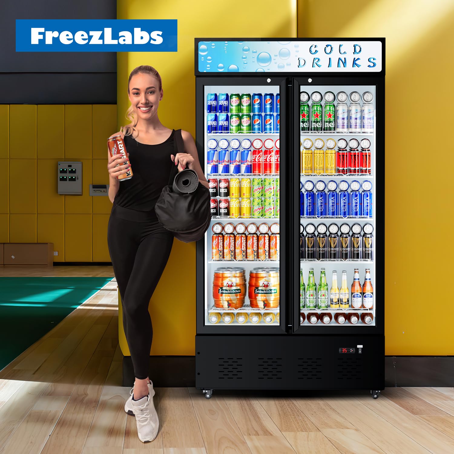 Freezlabs Commercial Display Refrigerator Glass Door 30 Cu.Ft Cooler Commercial Beverage Refrigerators With LED And 10 Shelves For Café, Restaurant, Store on Fridge.com - View 6