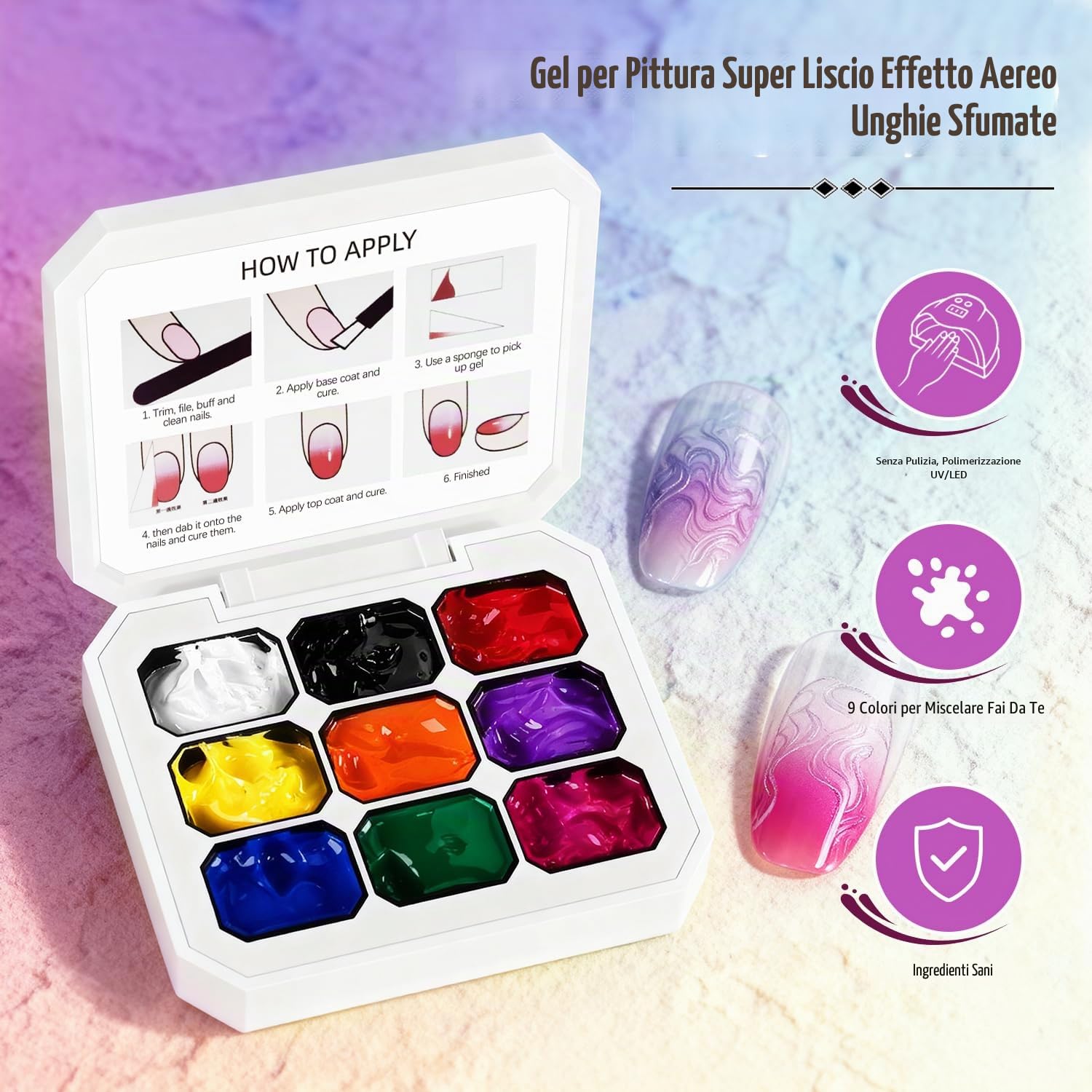 JODSONE Set di 9 colori di smalti gel per unghie French Gradient Gel Nail Blush per nail art fai da te a casa