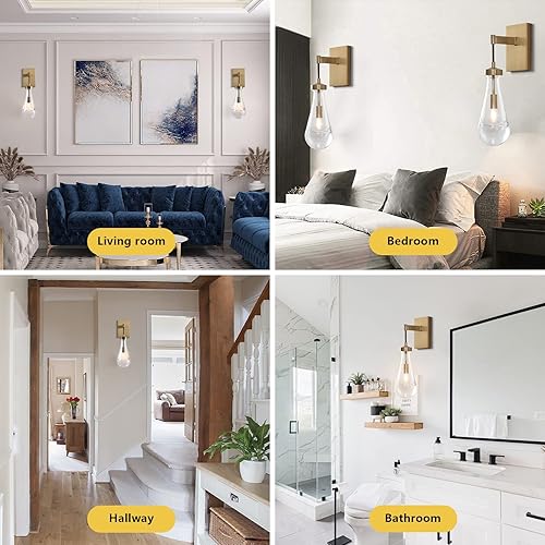 Miniatura 7 de YUEXPAND Apliques de latón con forma de gota de lluvia, lámparas de decoración de pared de cocina para interiores, lámpara de pared con gota de