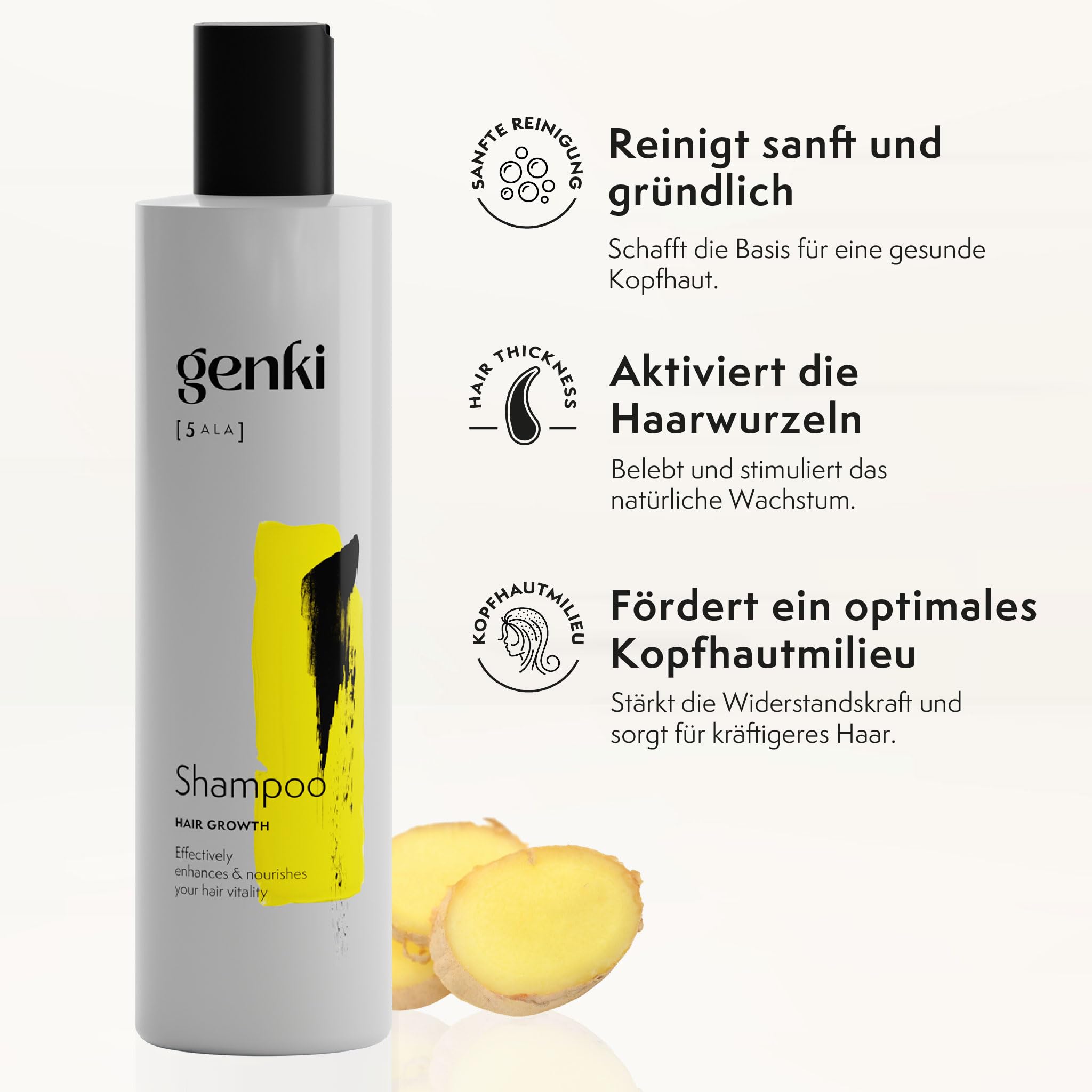 Growth Shampoo 250 ml mit 5-ALA und Koffein Fördert das Haarwachstum Stärkt die Haarwurzeln Anti-Haarausfall Shampoo für volles und widerstandsfähiges Haar