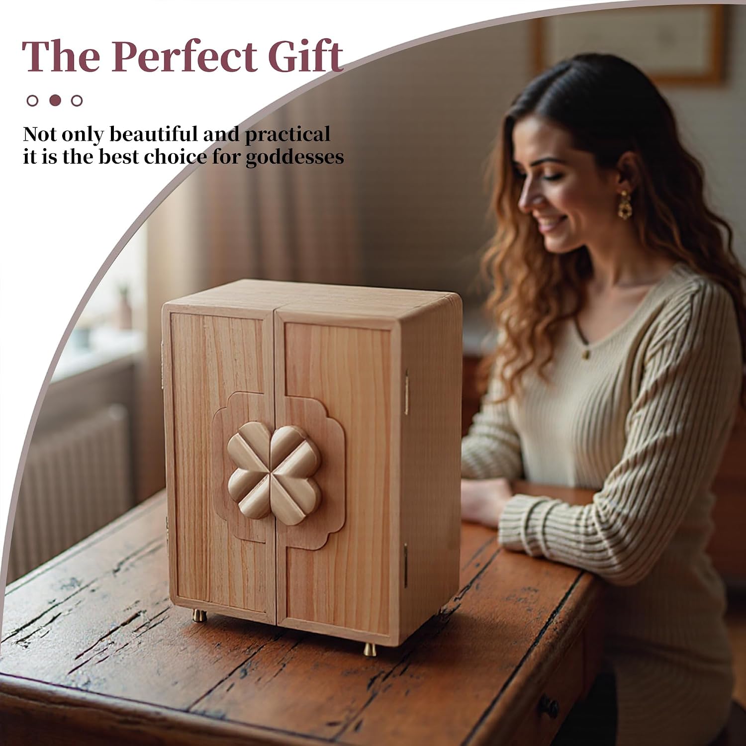 Jewelry Box for Women Girls, Wooden Jewelry Box Organizer Functional With Drawers, 5 Layers Jewelry Organizer for Earring, Ring, Necklace, Bracelets