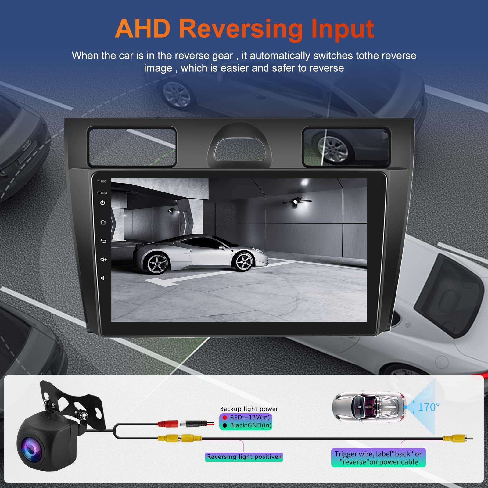 Hodozzy 2GB 64GB Android Radio para Ford Fiesta 2006-2011 Radio Carplay Android Auto Mirror Link, Pantalla Táctil 9 Pulgadas GPS Bluetooth WiFi FM RDS HiFi SWC, Cámara Trasera 2 DIN para Ford Fiesta