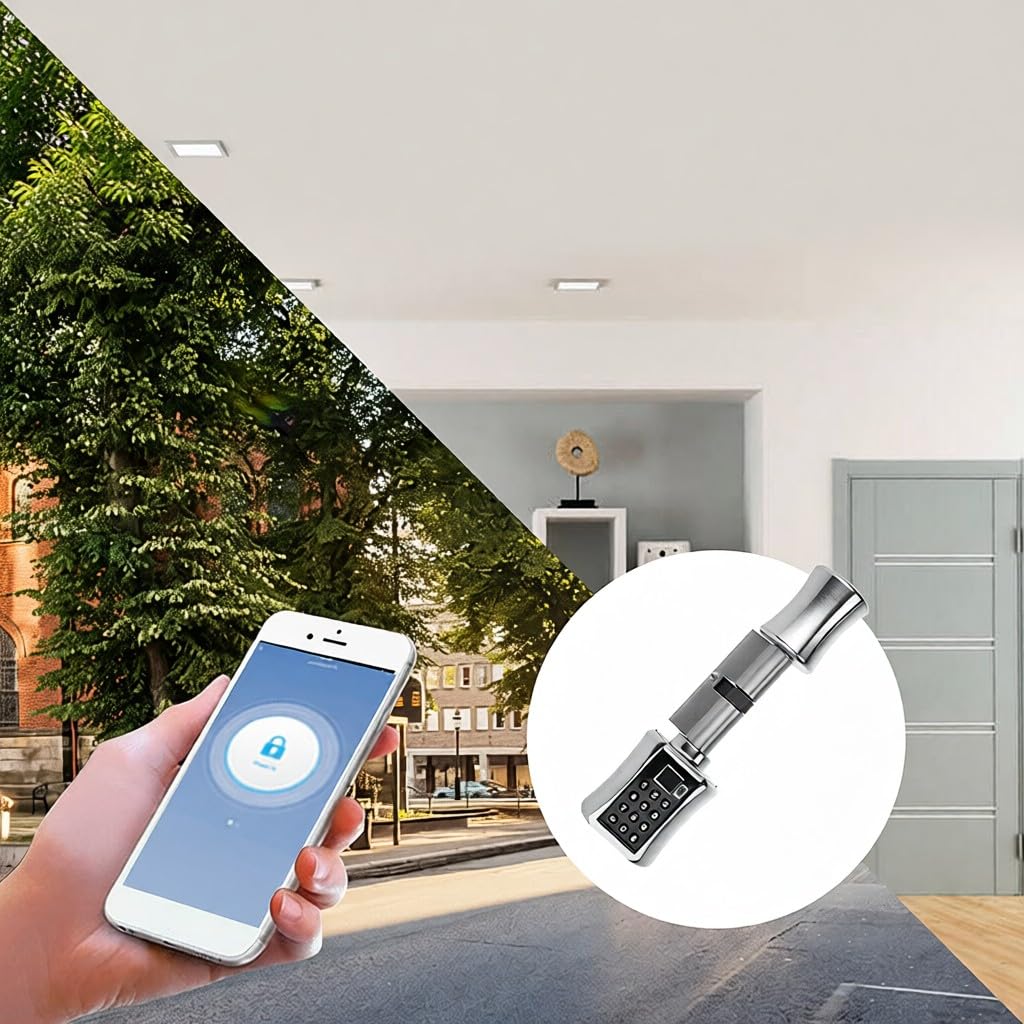 Smart Lock APP Keyless Electronic Door with Fingerprint BT Password Key Security Core