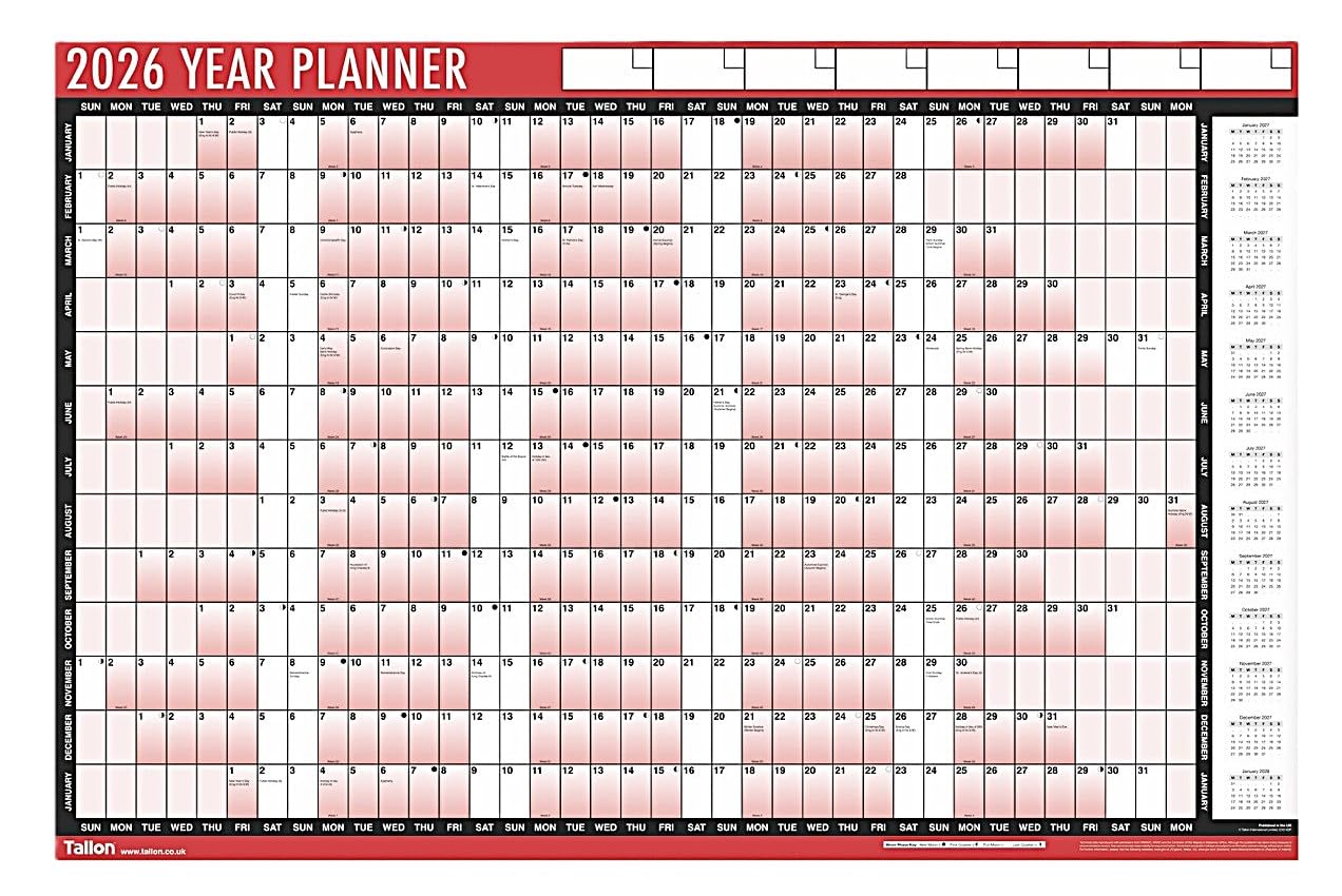 2026 Year Wall Planner A1 Calendar Large 85cm X 58cm Laminated Unmounted With Stickers And Pen