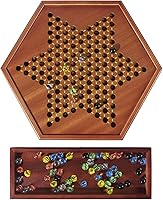 Vista 5 de VAMSLOVE Chinese Checkers - Tablero de juego de madera grande de 15 pulgadas, versión mejorada, 60+12 canicas de vidrio coloridas de 16mm