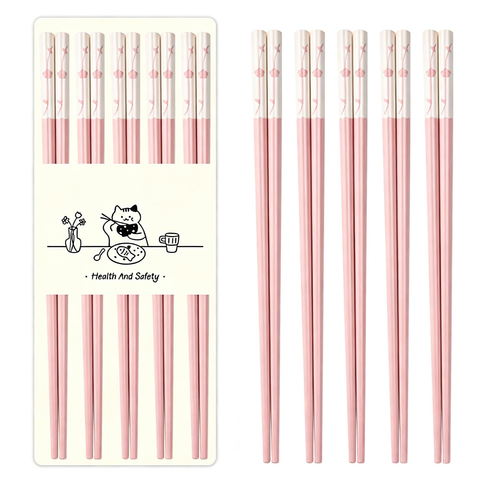 5 Pairs Pink Fiberglass Chopsticks, Non-Slip Reusable — Amazon image 15